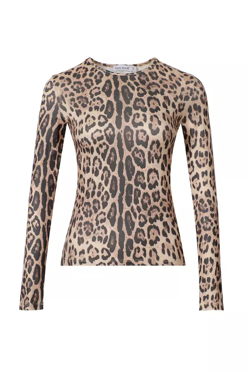 Animal Print Long Sleeve Top, Leo - Image 3