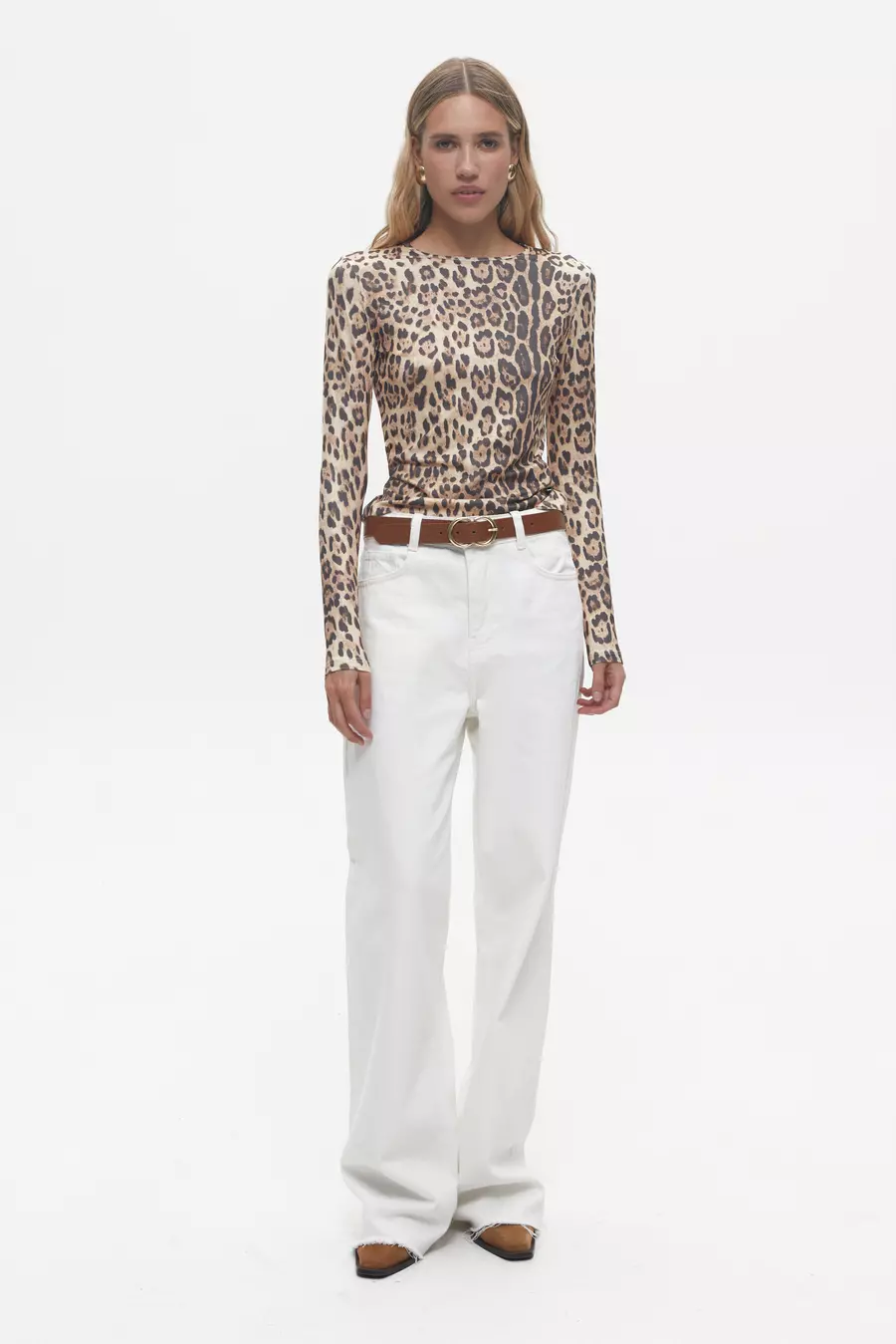 Animal Print Long Sleeve Top, Leo - Image 4