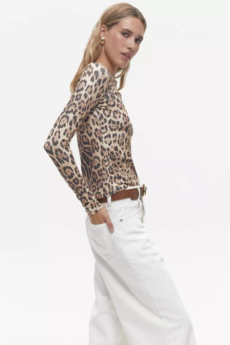 Animal Print Long Sleeve Top, Leo - Image 5