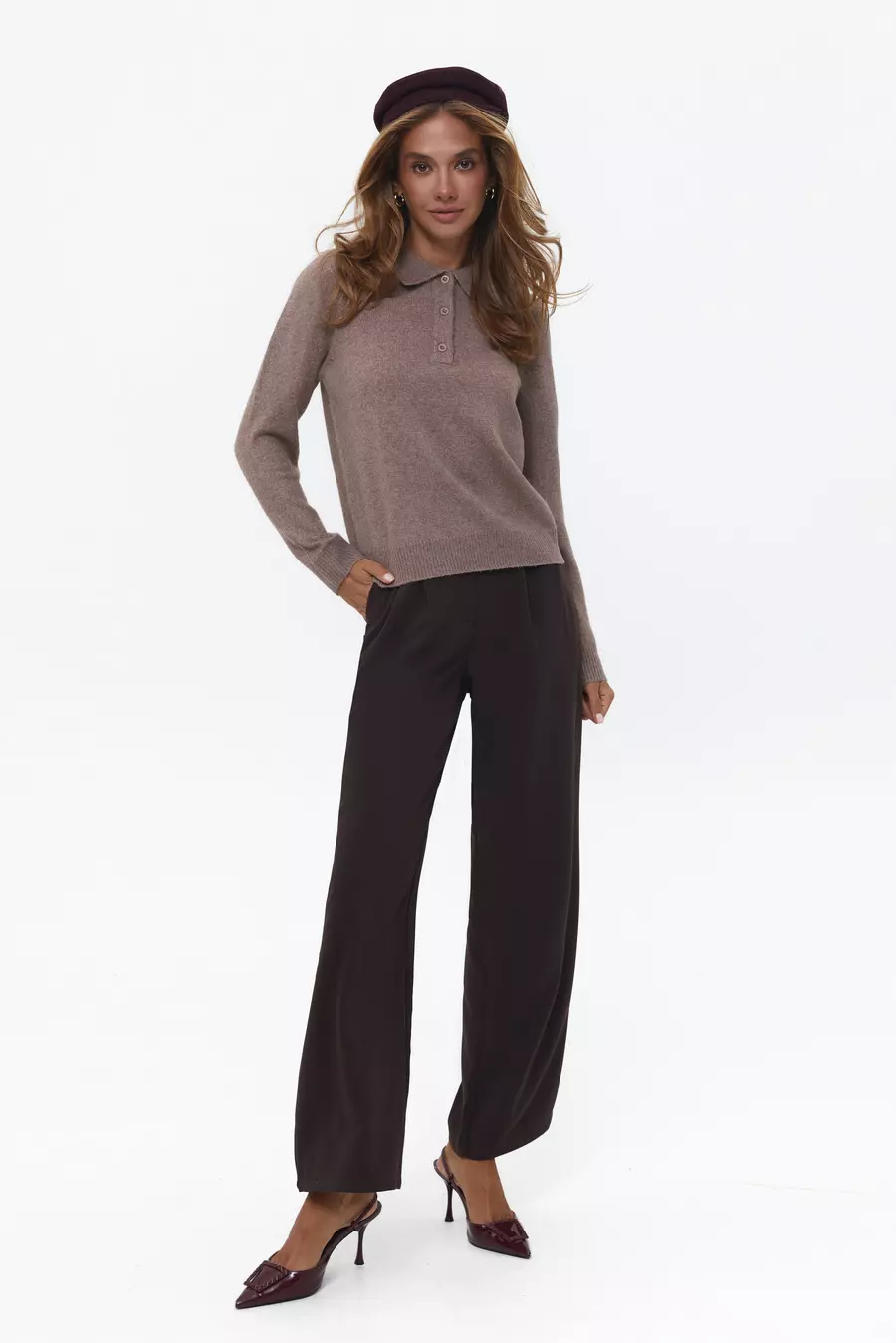 Beige Button-down Polo Sweater - Image 2