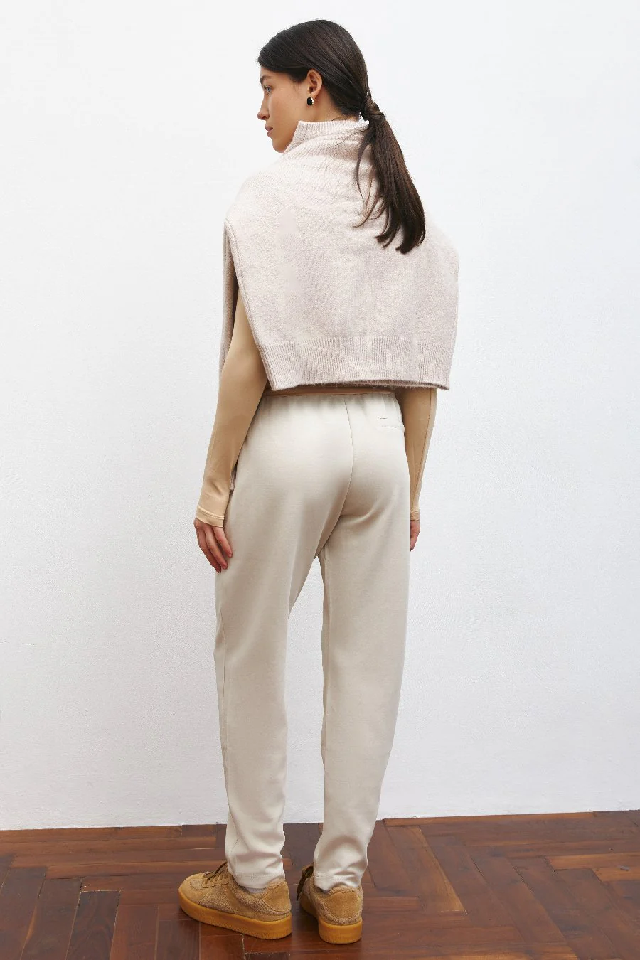 Beige High Waist Cropped Pants - Image 5