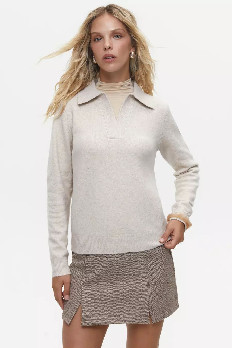 Beige Polo Sweater