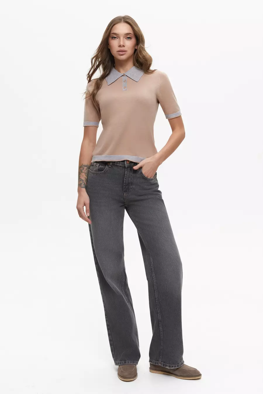 Beige Short-Sleeved Polo - Image 2