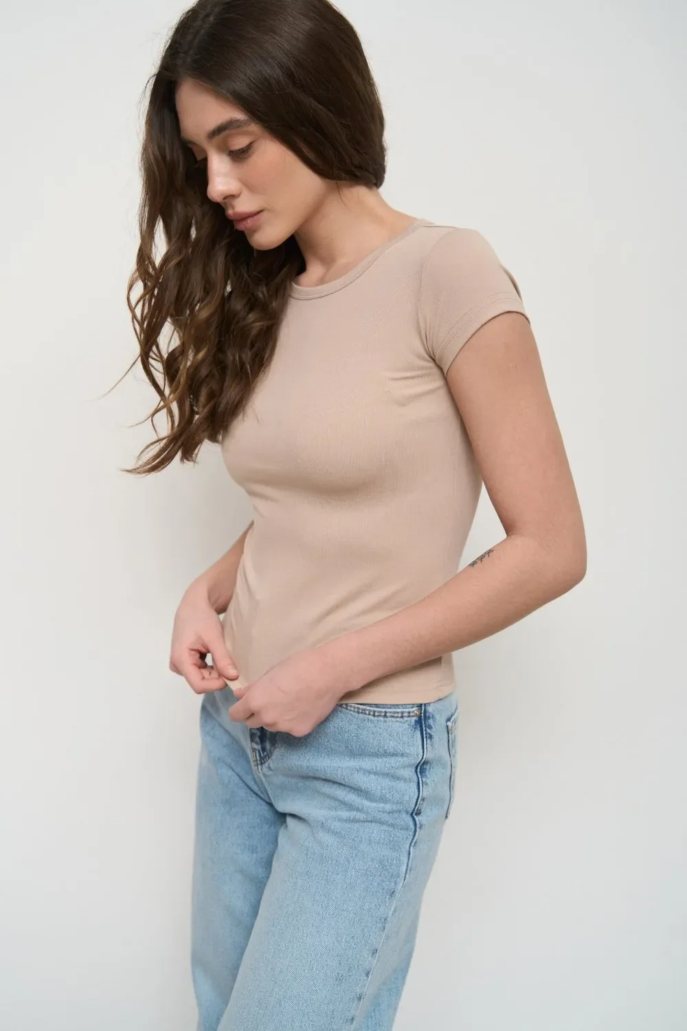 Beige Slim Fit T-Shirt - Image 2