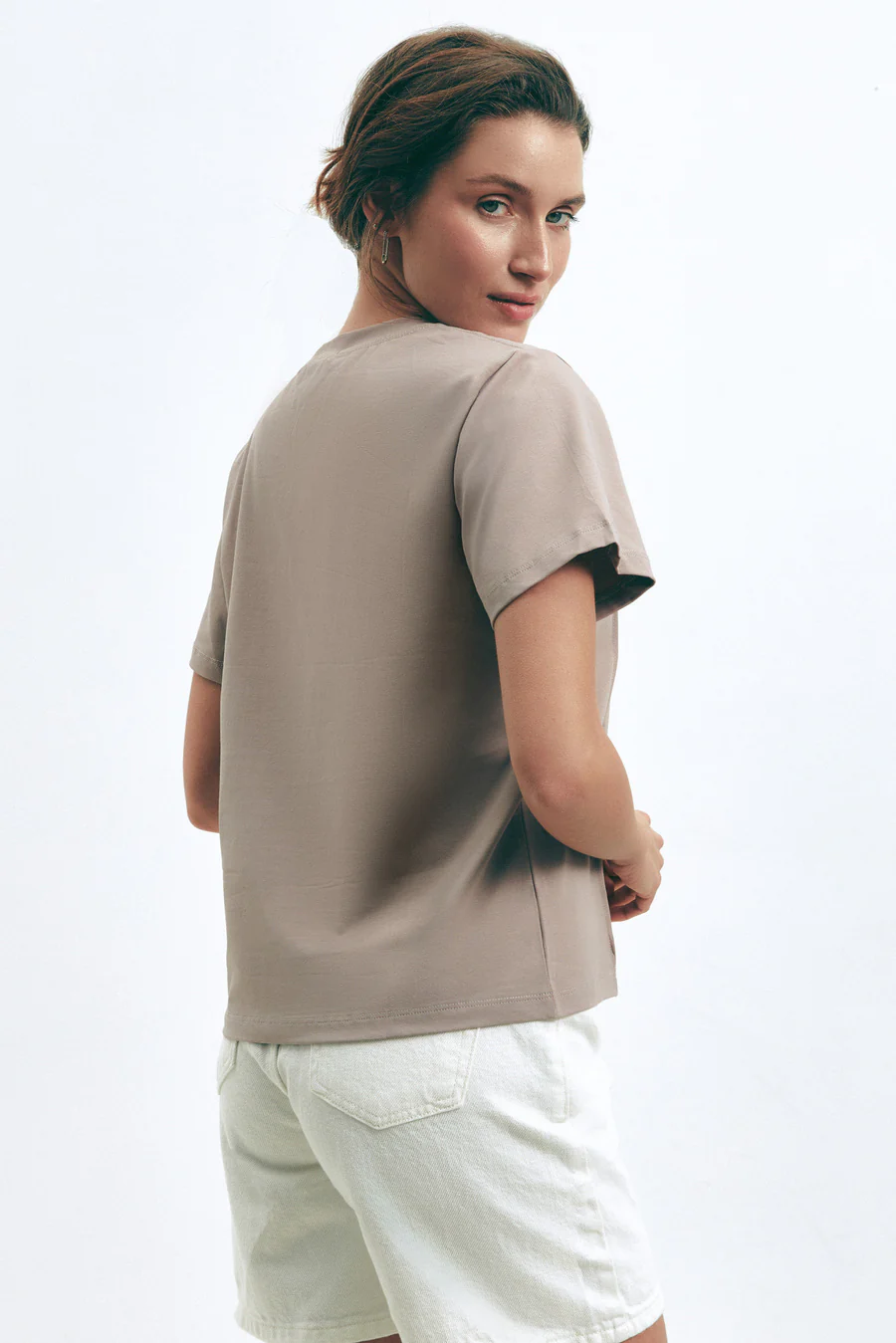 Milk Chocolate Seam Detail T-Shirt - Image 3