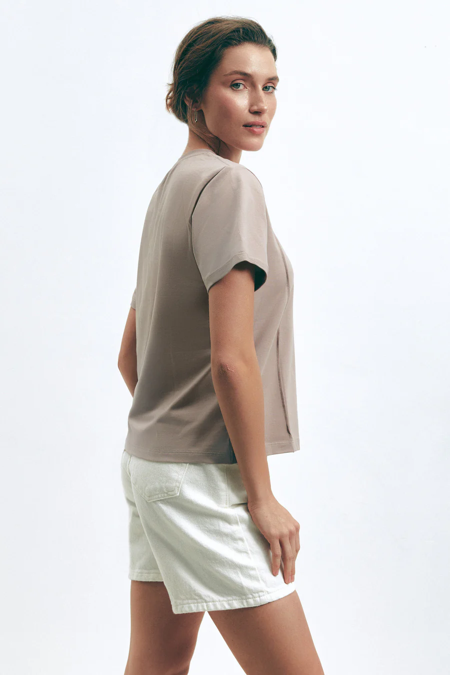 Milk Chocolate Seam Detail T-Shirt - Image 5