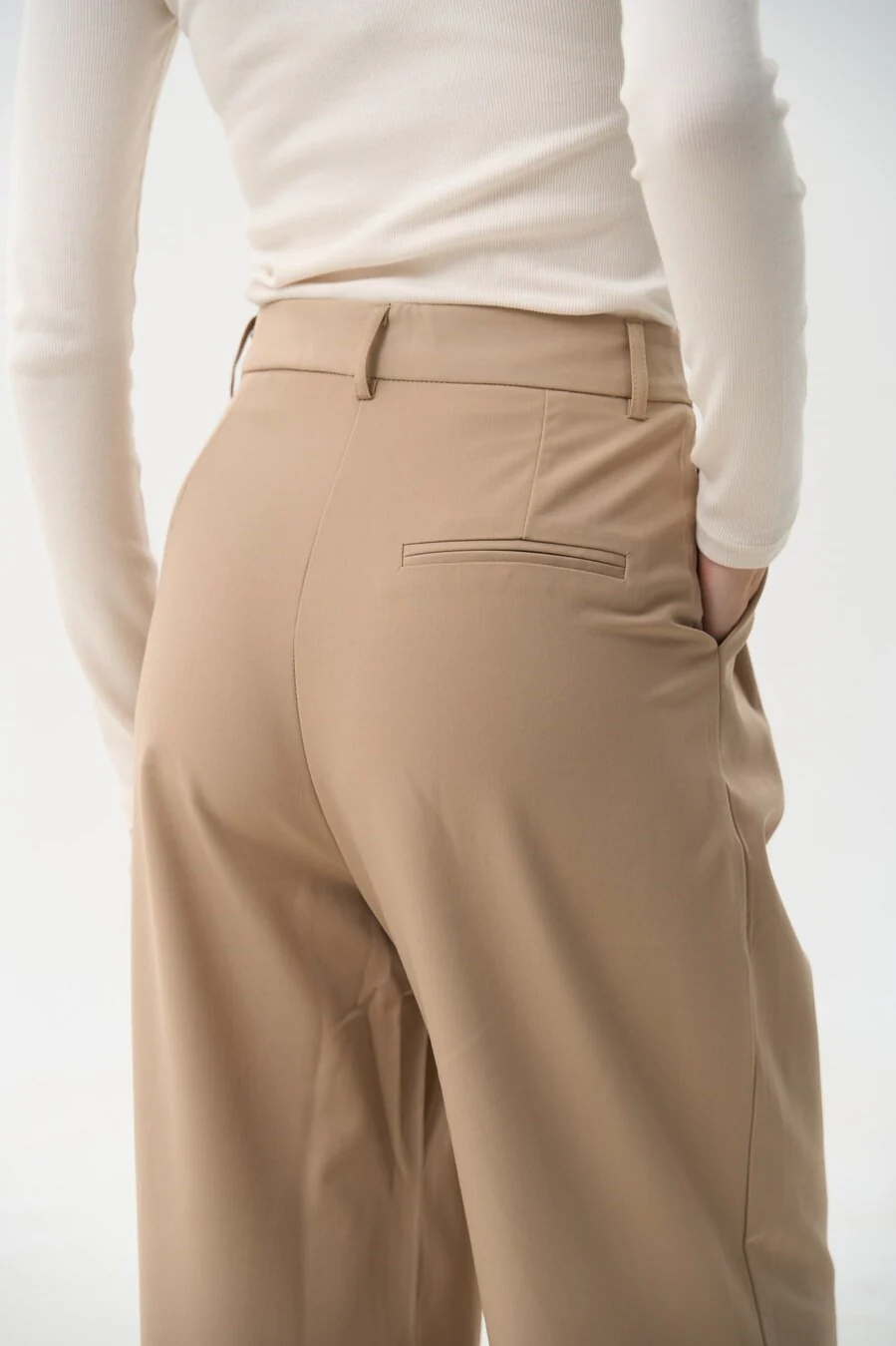 Beige Wide Leg Pants - Image 5