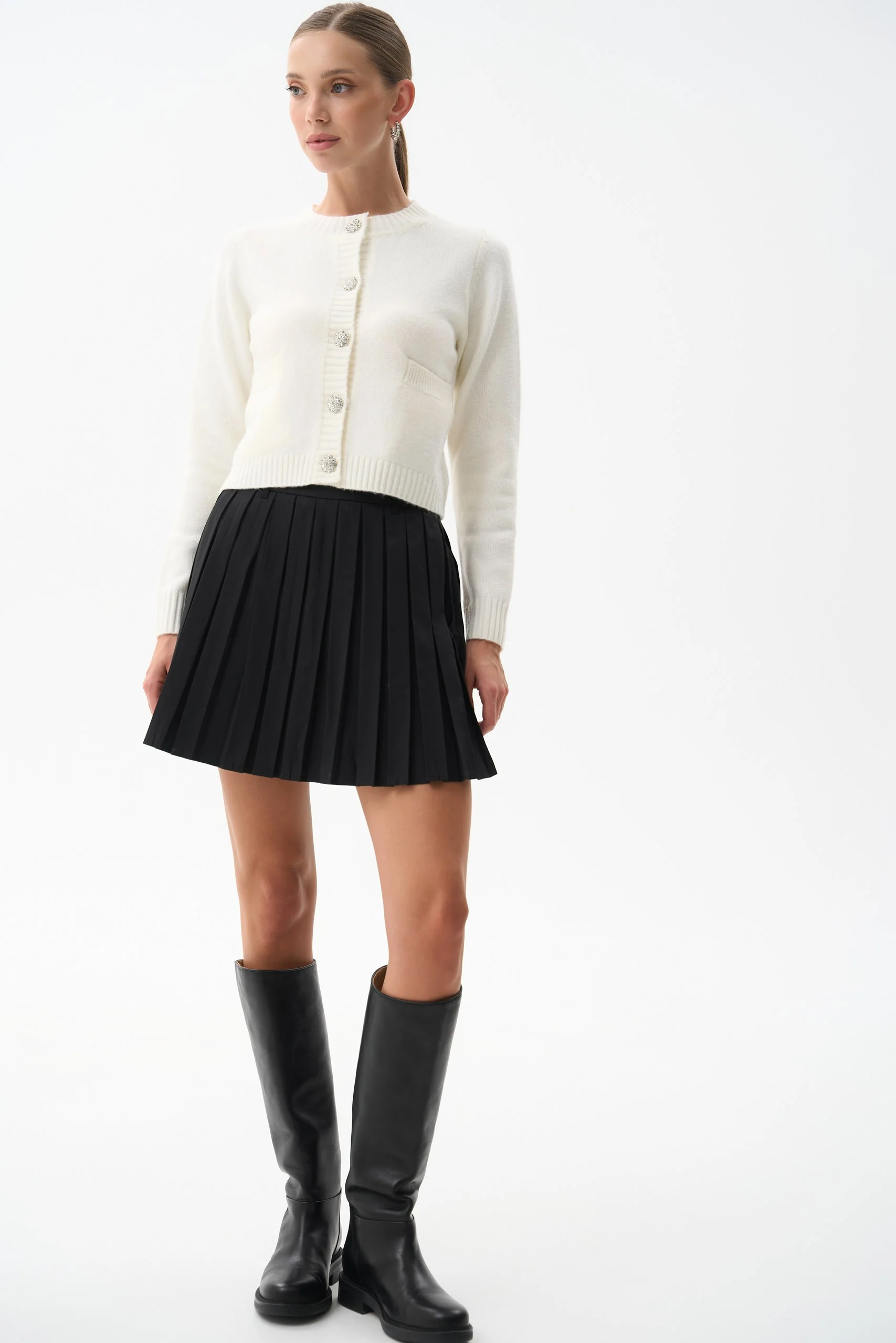 Beige Wool Knit Cardigan - Image 3