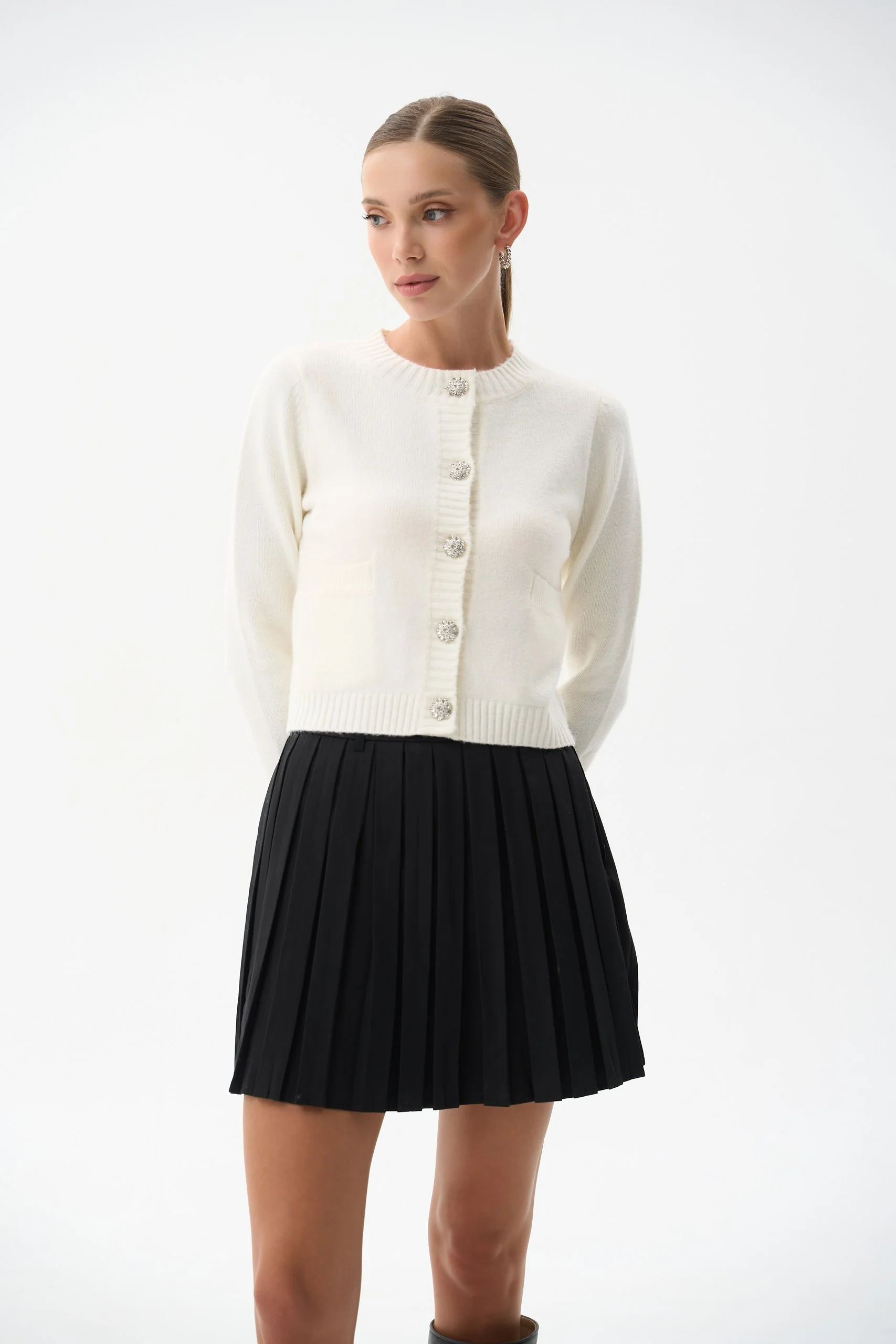 Beige Wool Knit Cardigan - Image 4