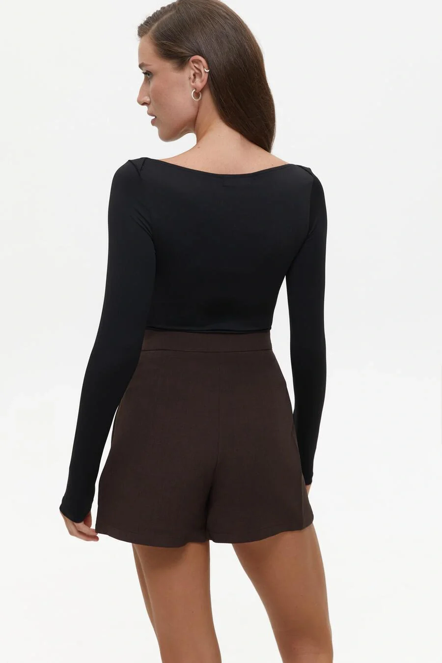 Boat-neck long-sleeve top, Black - Image 4