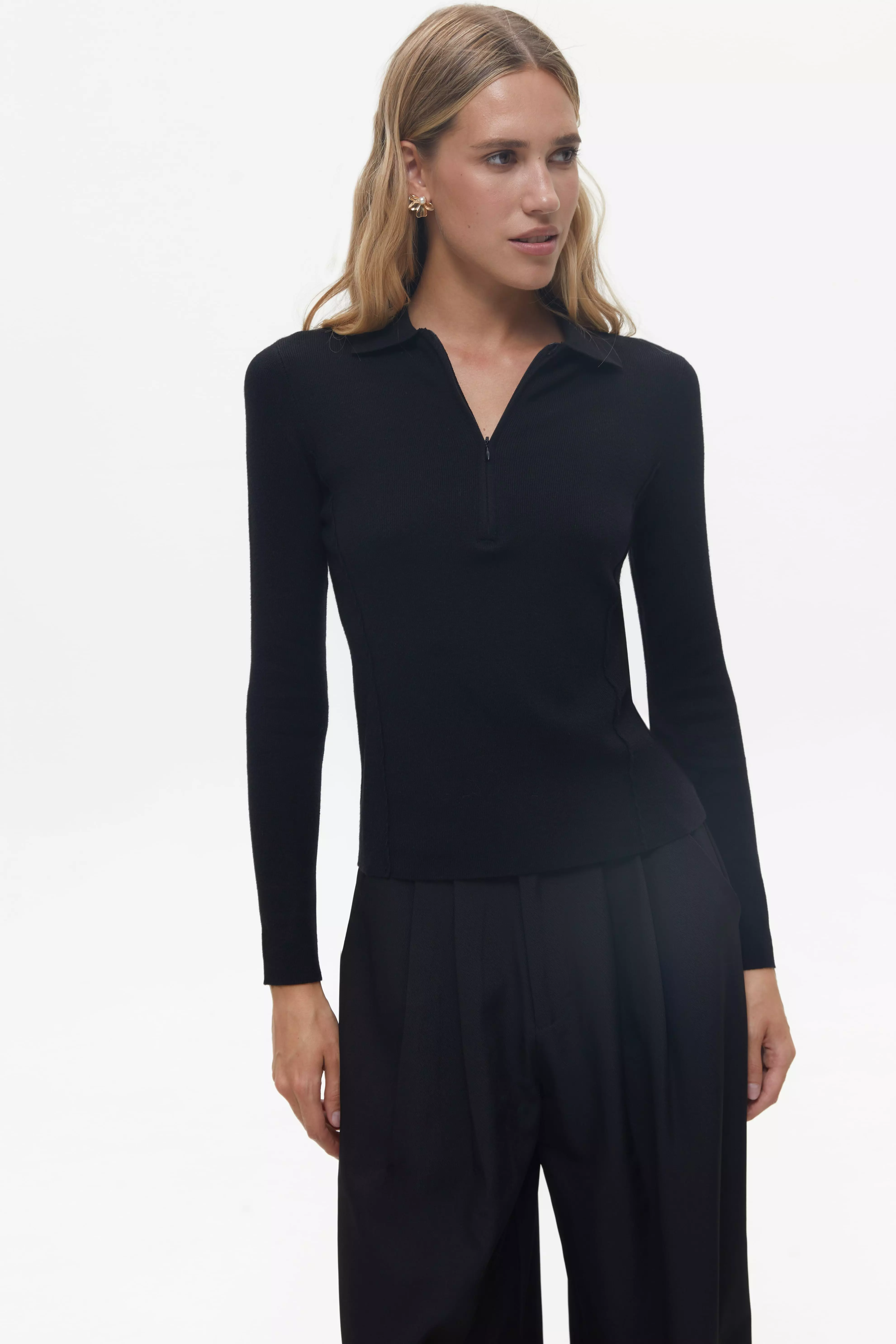 Black Basic Polo Jumper