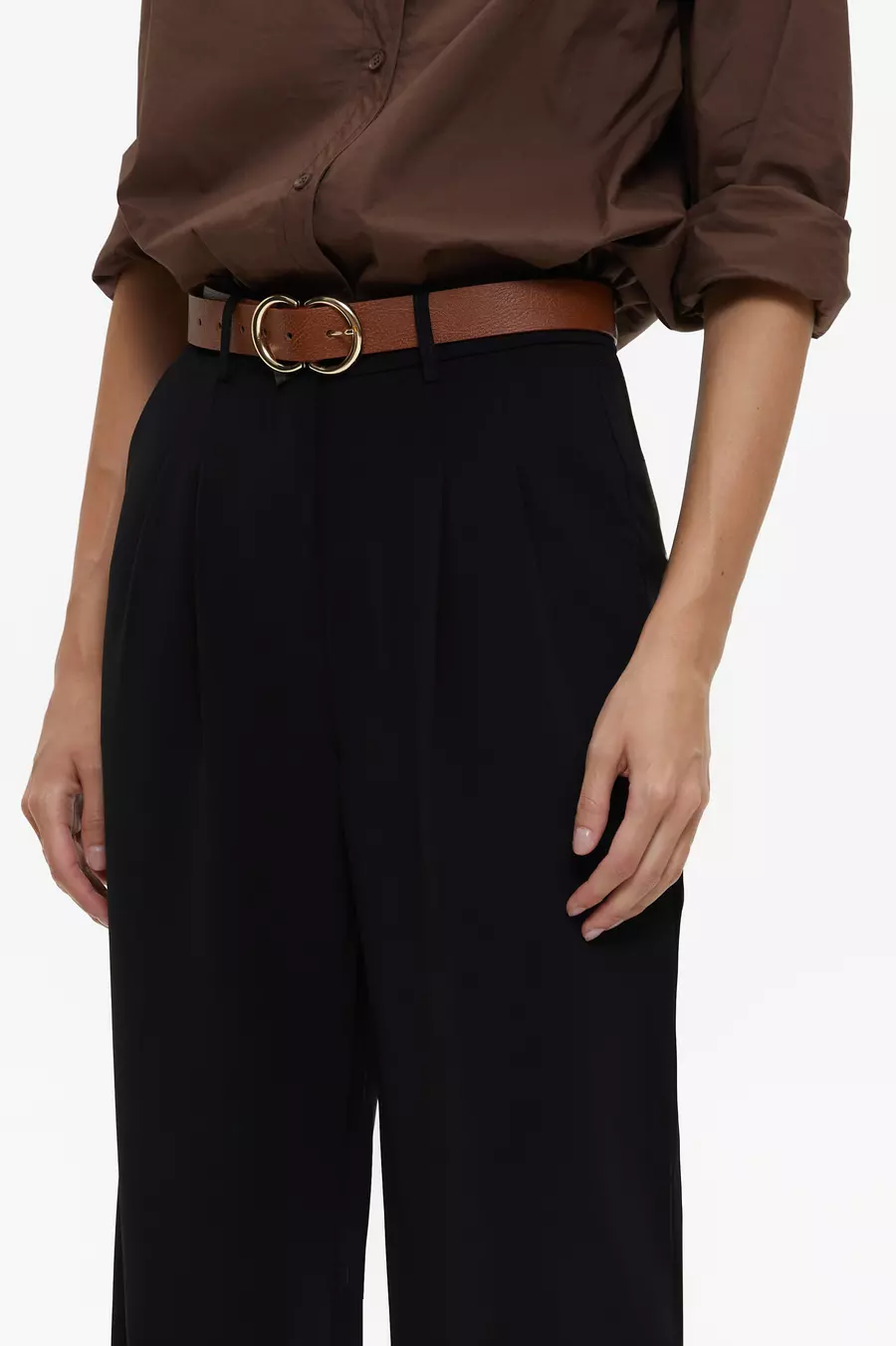 Black Classic Straight Pleated Trousers - Image 4