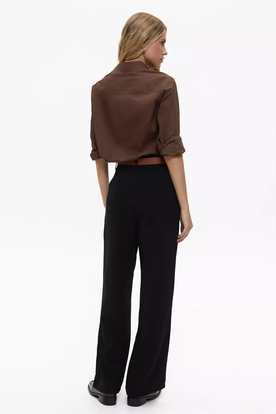 Black Classic Straight Pleated Trousers - Image 5