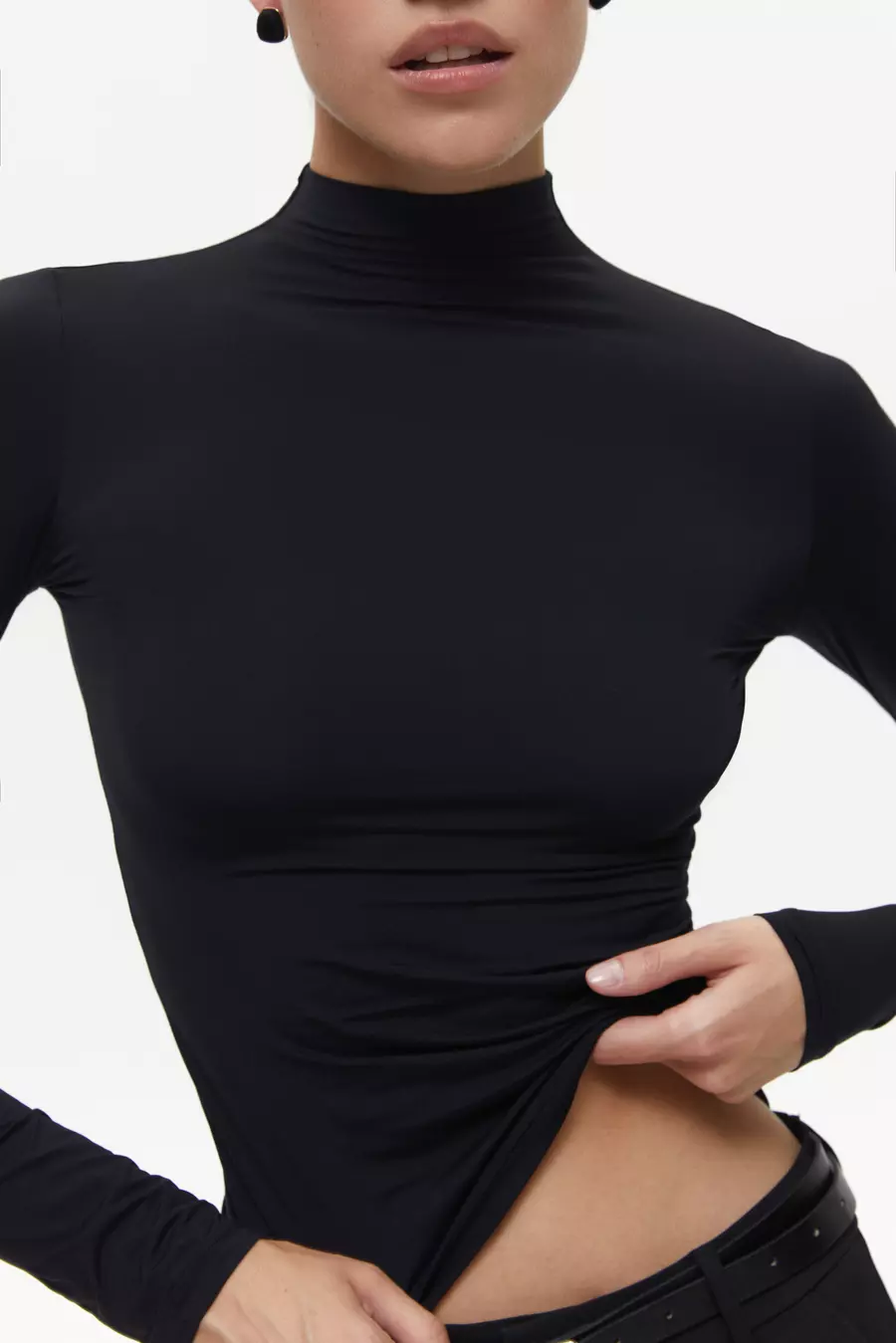 Black High Neck Long Sleeve Top - Image 5