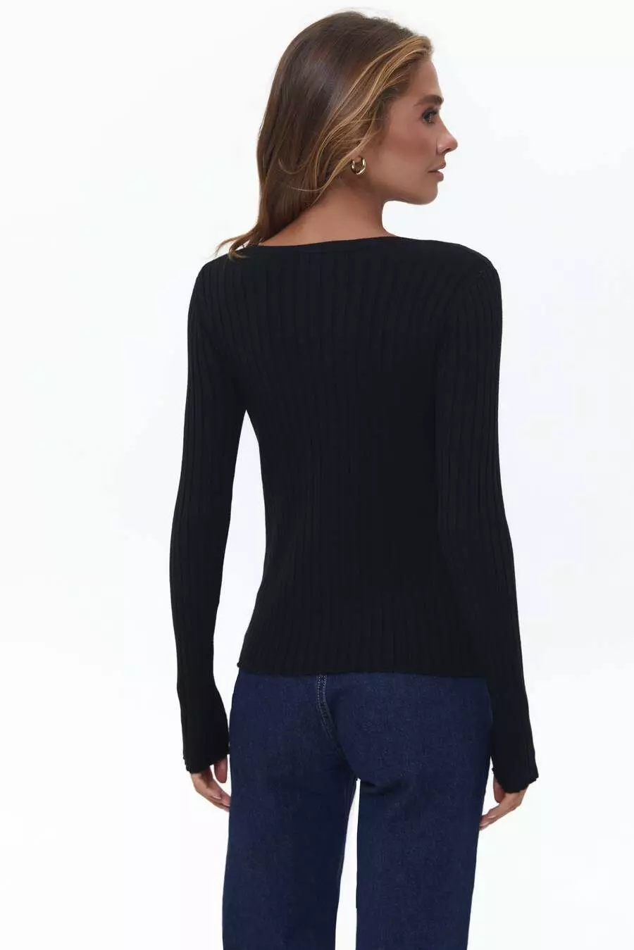 Black Knit Long Sleeve Top - Image 4