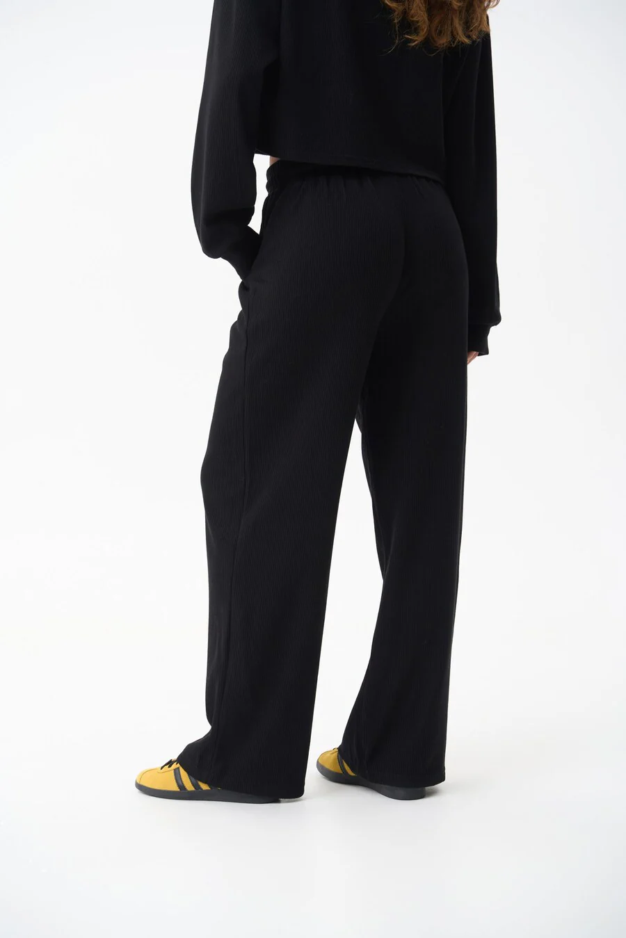 Black Knitted Streight Leg Pants - Image 4