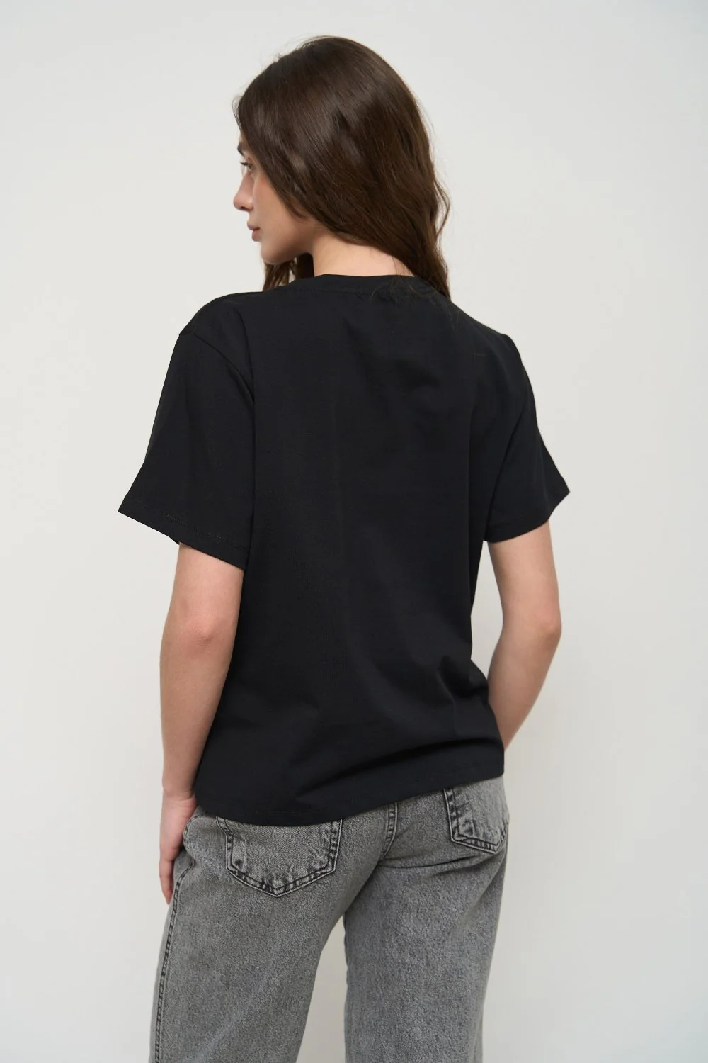 Black Seam Detail T-Shirt - Image 2
