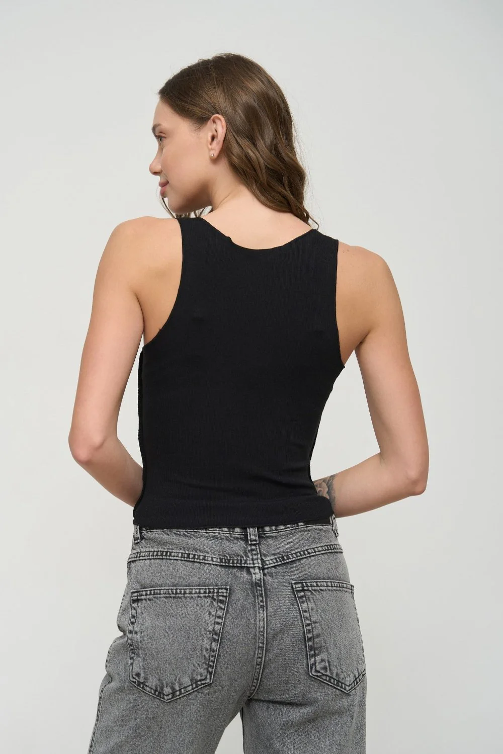 Black Seam Detail Tank Top - Image 3