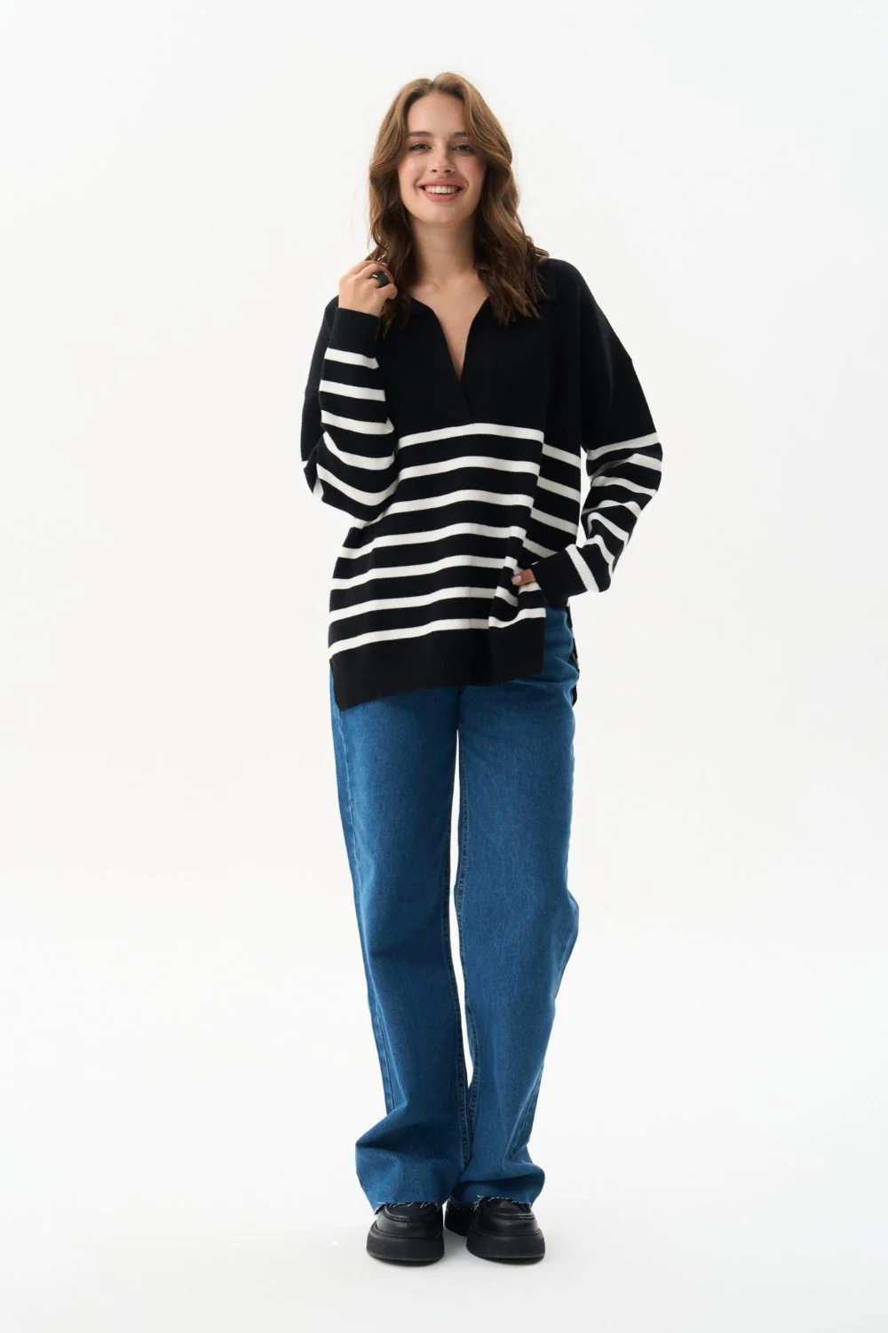 Black Striped Polo Sweater - Image 3