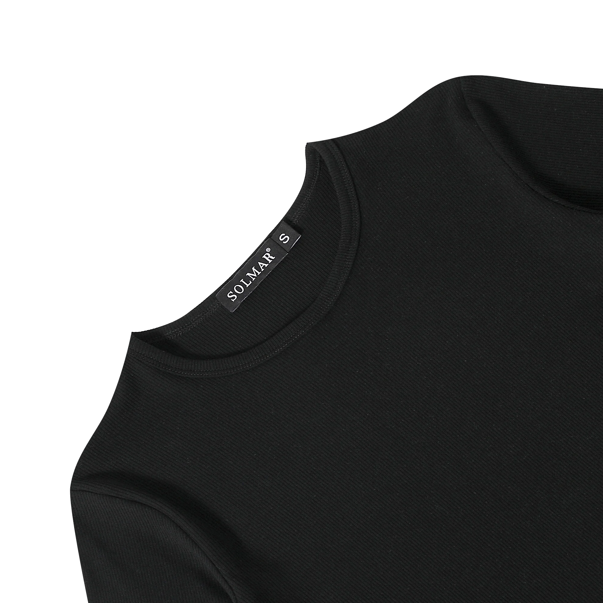 Black Ribbed Crop T-shirt - Image 2