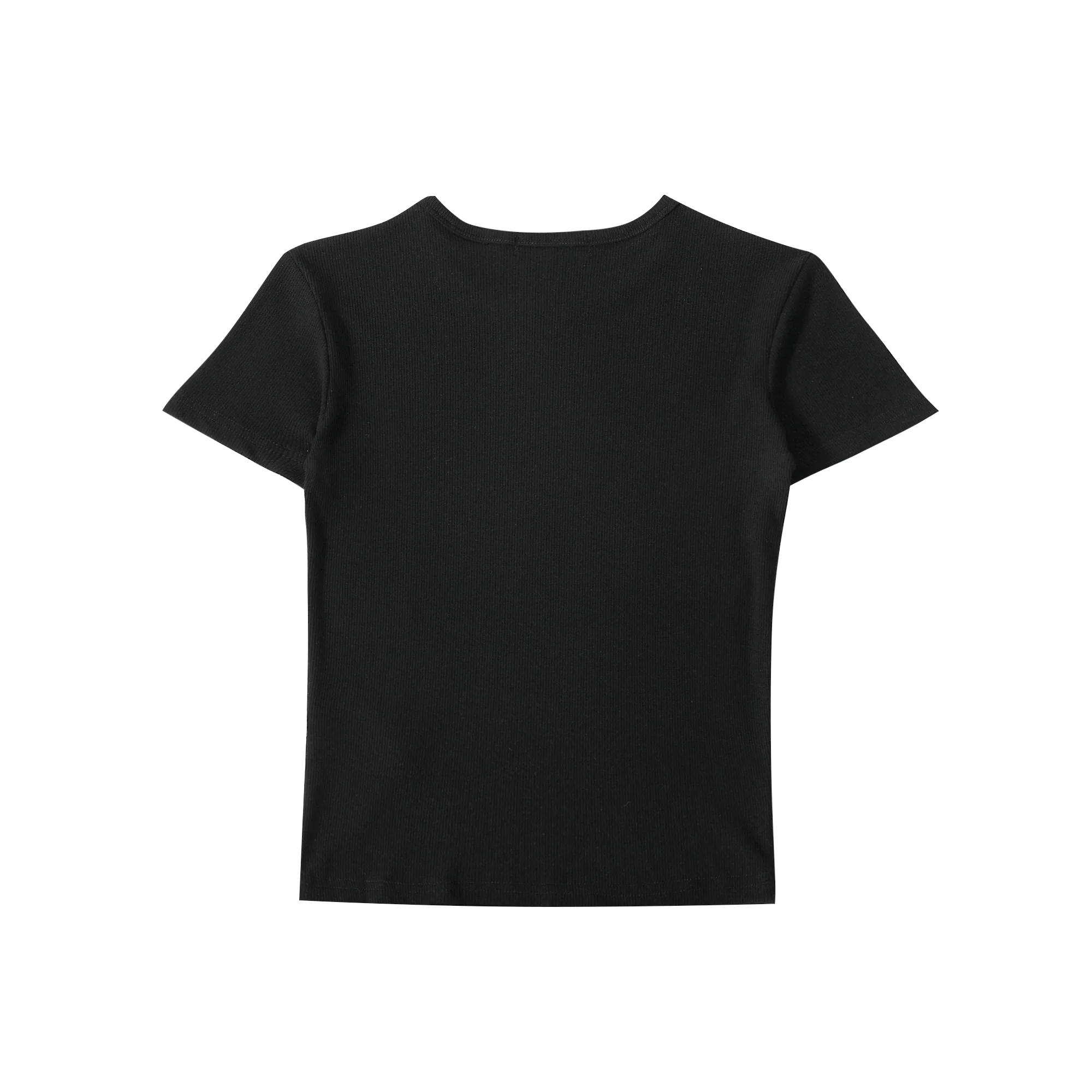 Black Ribbed Crop T-shirt - Image 4
