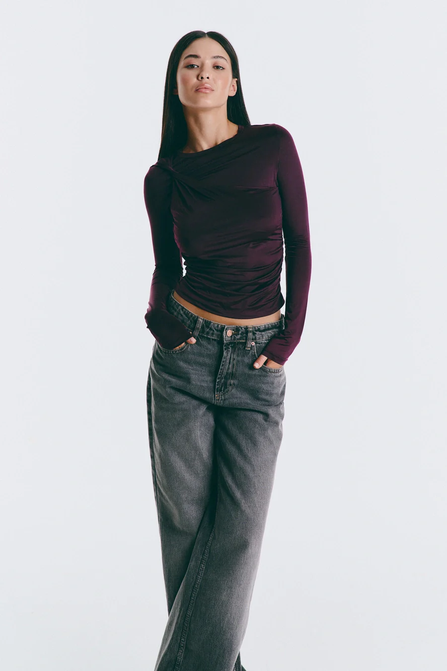 Blackberry Draped Long Sleeve Top - Image 3