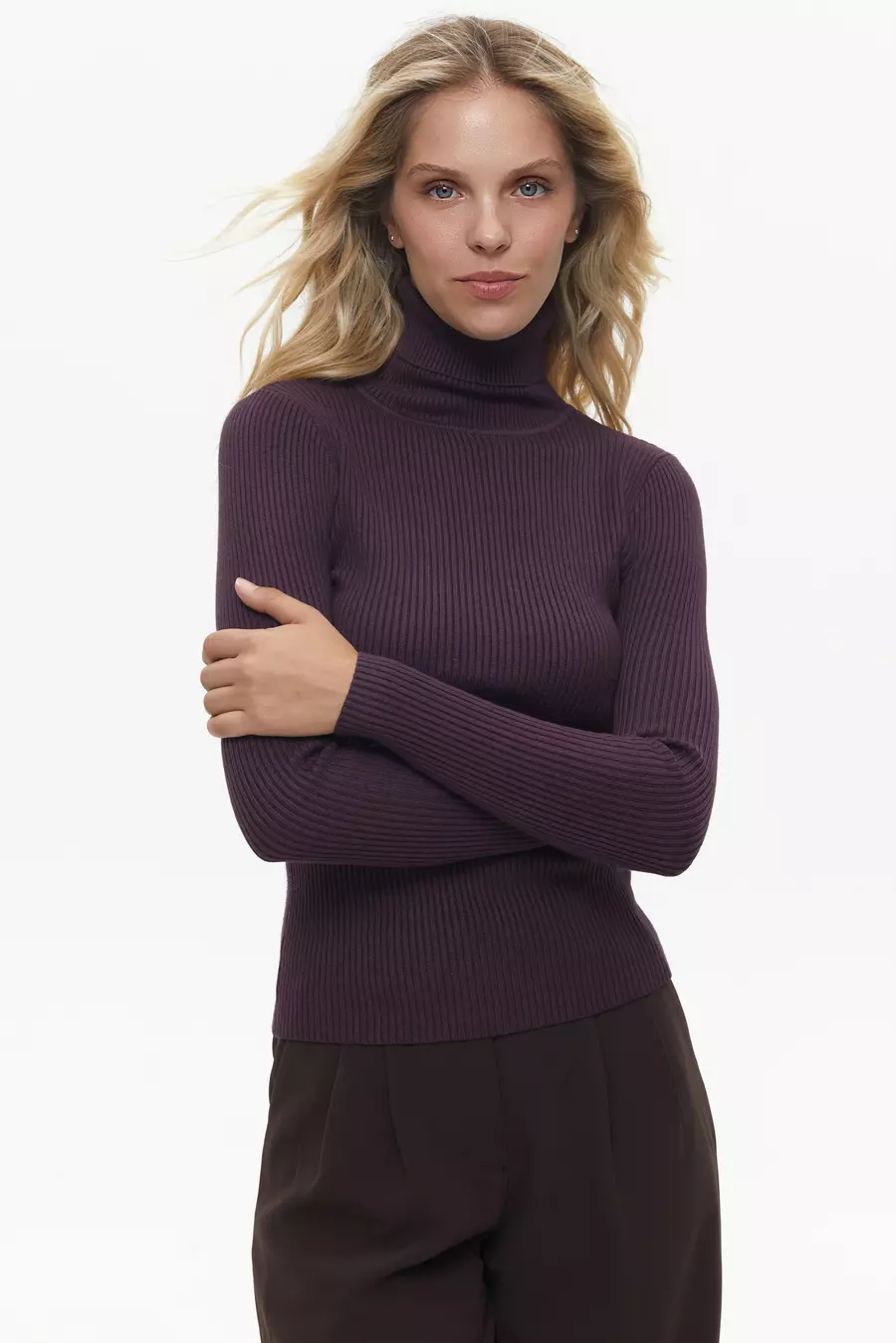 Purple Fine Ribbed Turtleneck - Image 2