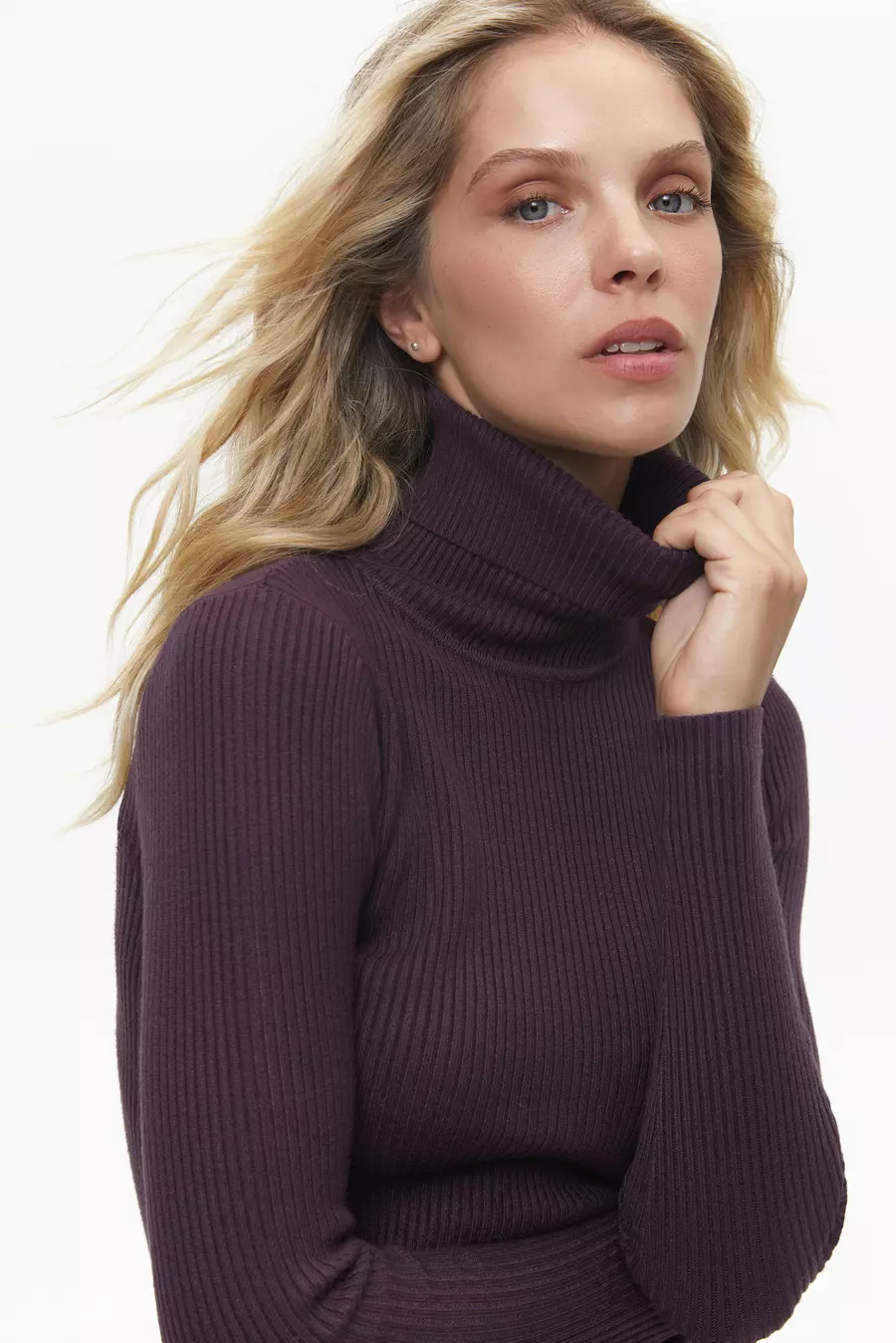 Purple Fine Ribbed Turtleneck - Image 3