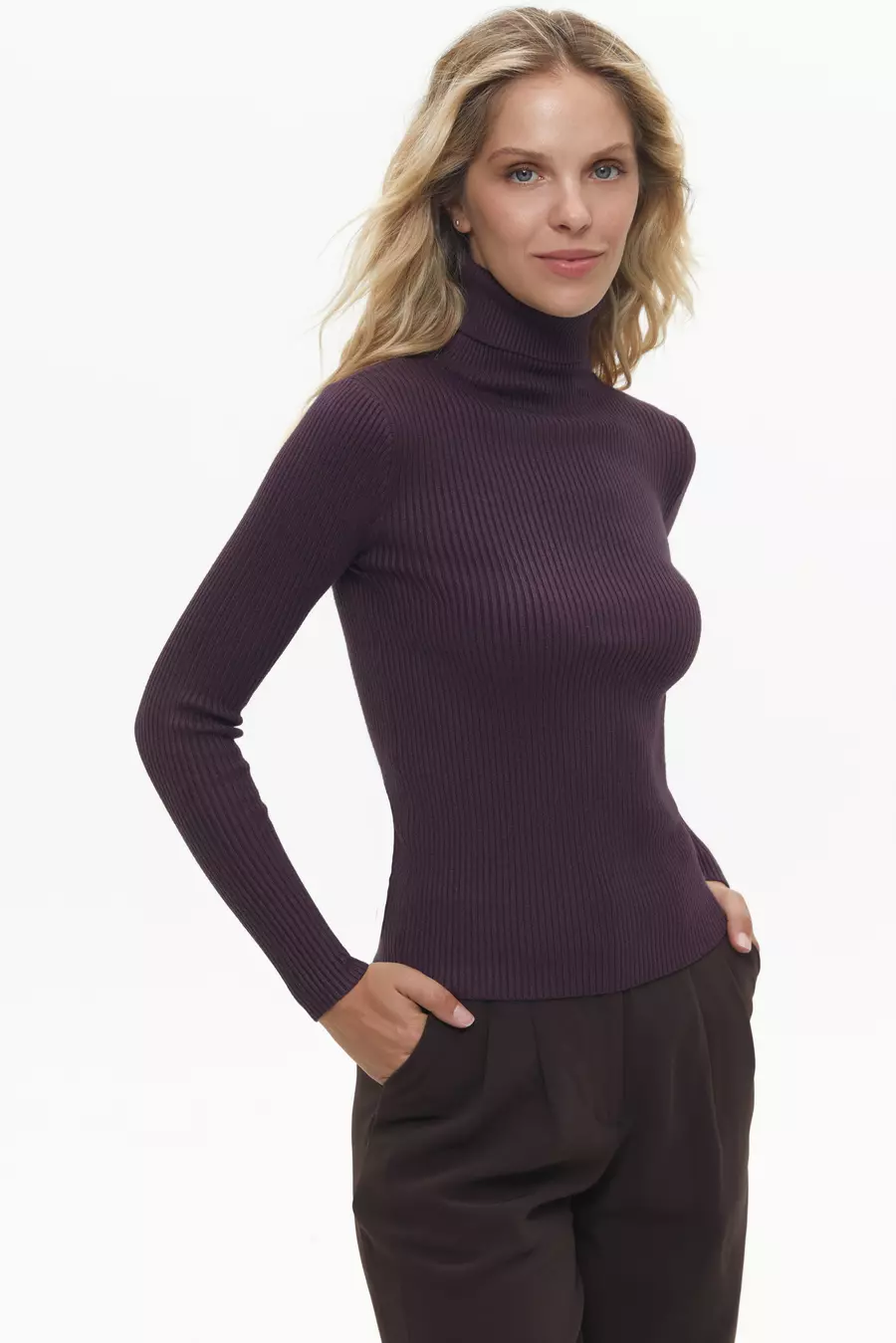 Purple Fine Ribbed Turtleneck - Image 4