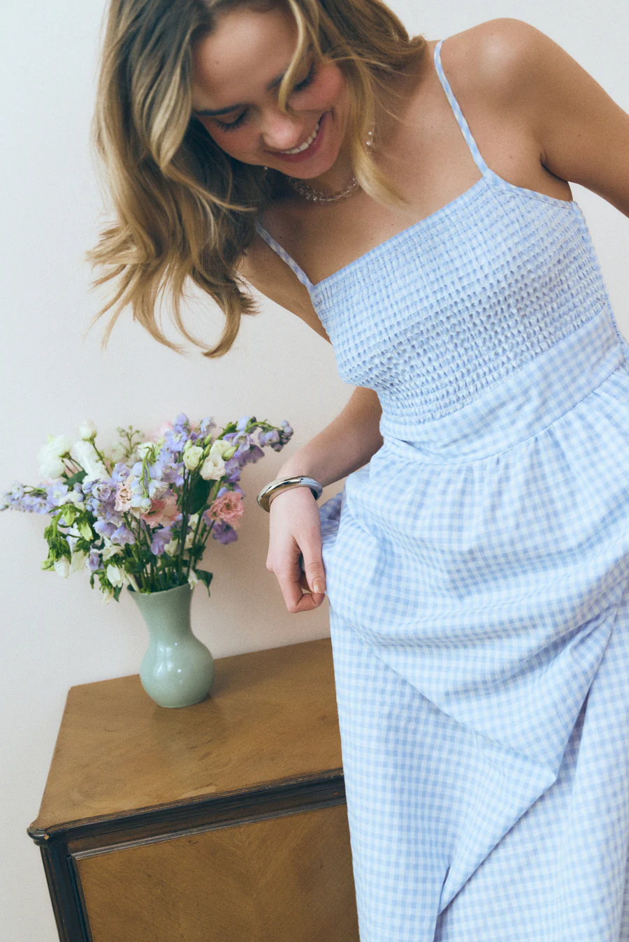 NEW Blue Gingham Check Maxi Dress - Image 3