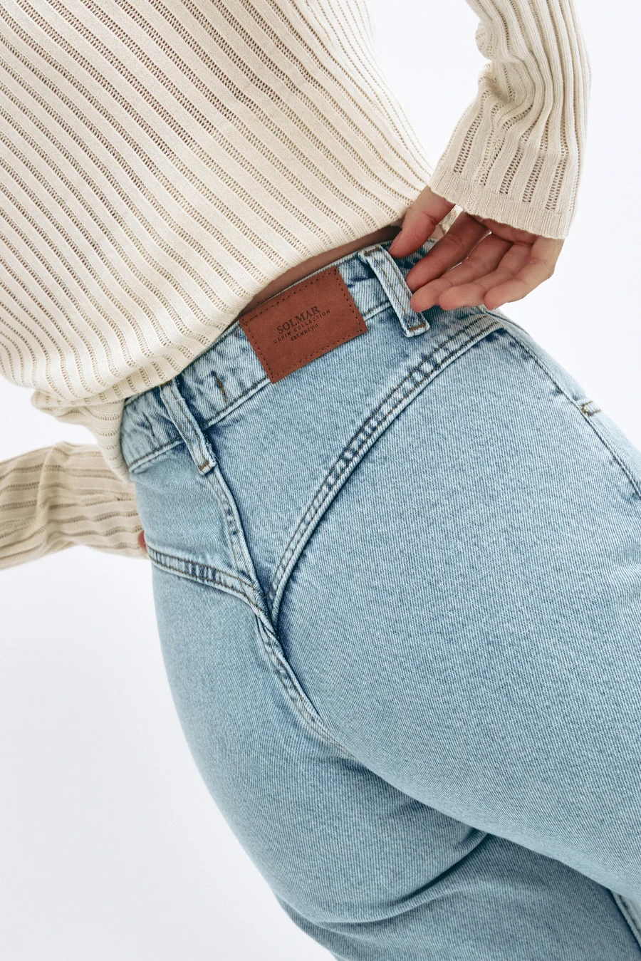 Blue High Rise Straight Leg Jeans - Image 4