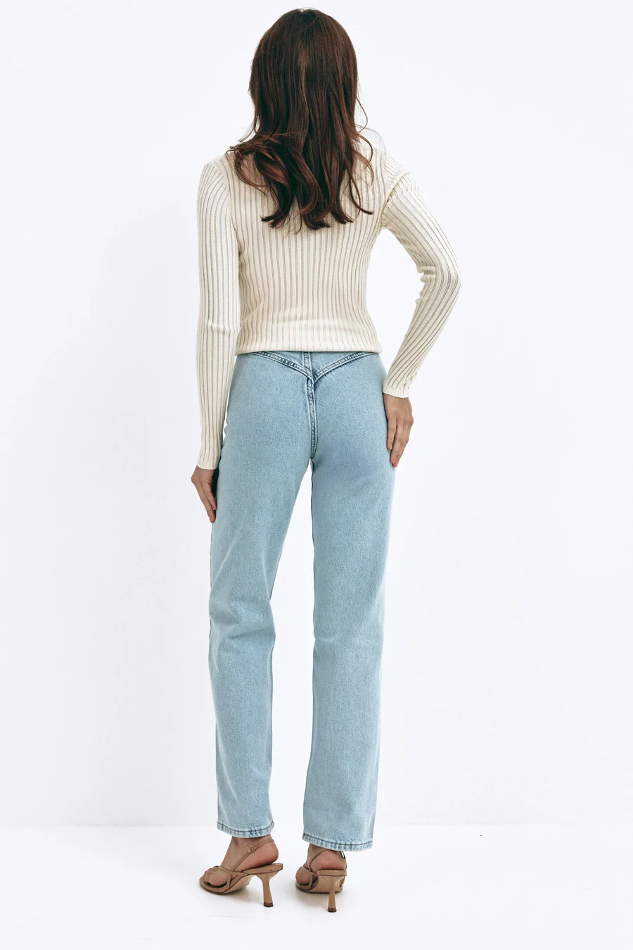 Blue High Rise Straight Leg Jeans - Image 5