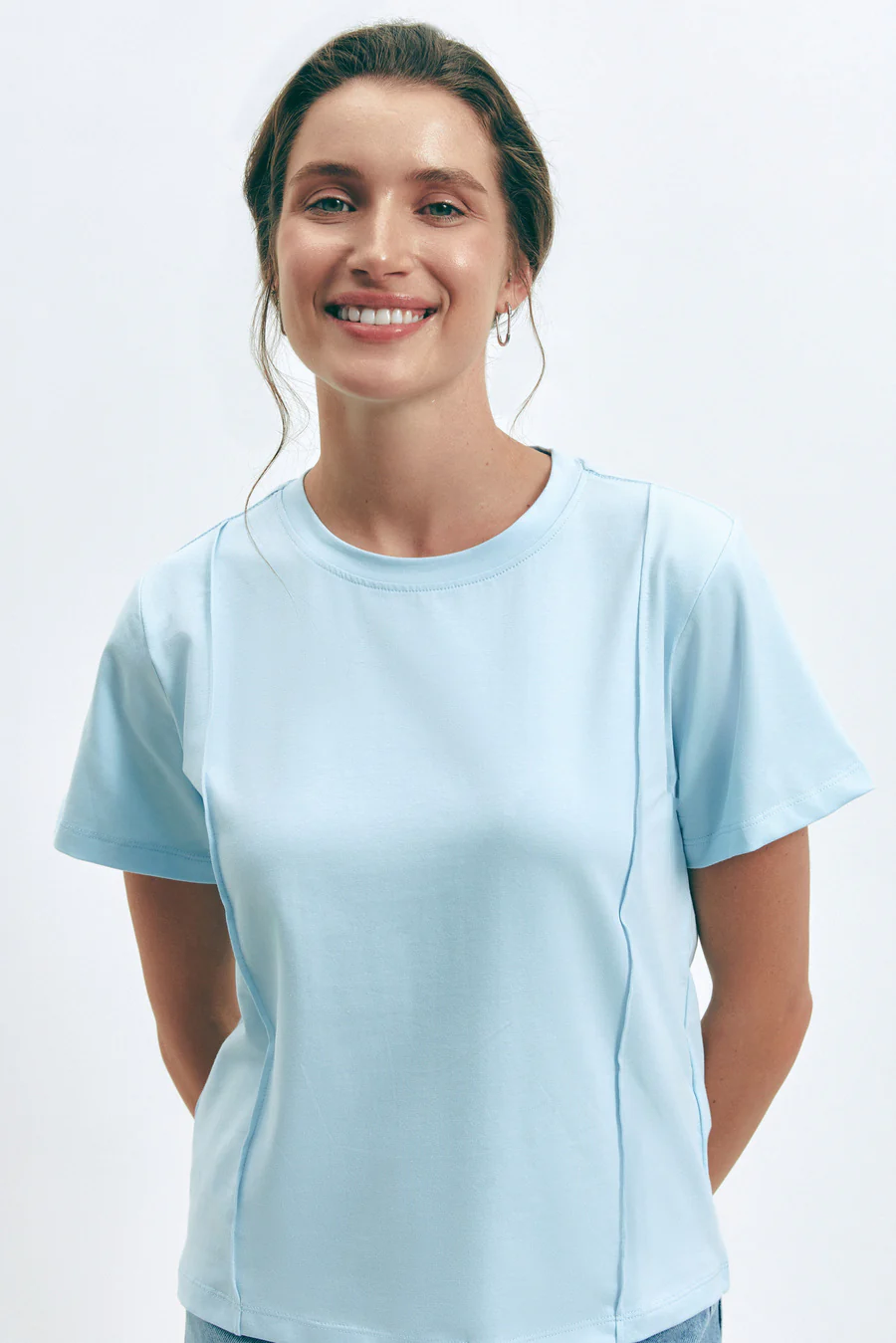 Blue Seam Detail T-Shirt - Image 2