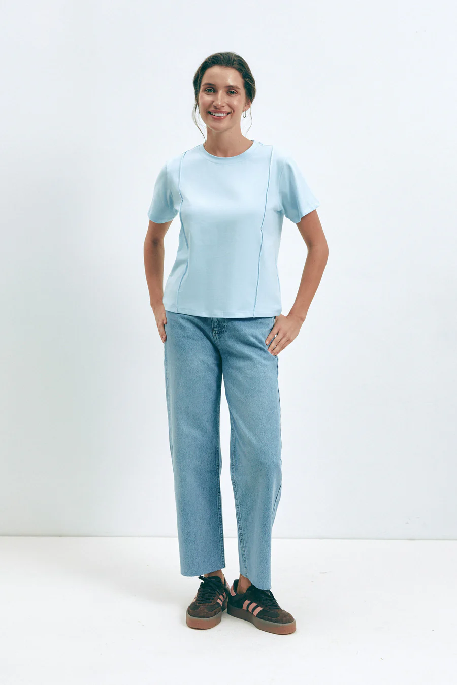Blue Seam Detail T-Shirt - Image 3