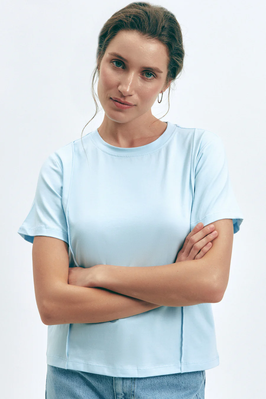 Blue Seam Detail T-Shirt - Image 4