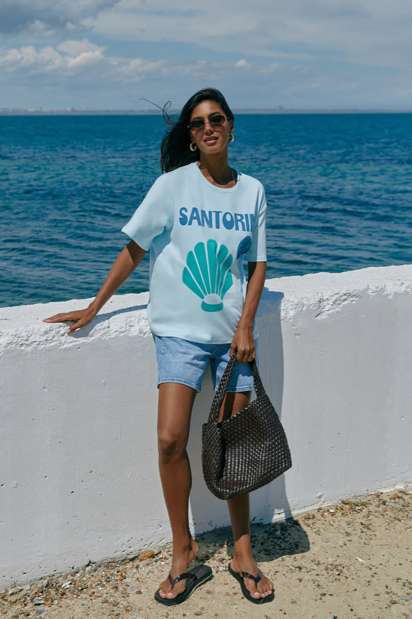 Blue "Santorini" Print T-shirt - Image 2