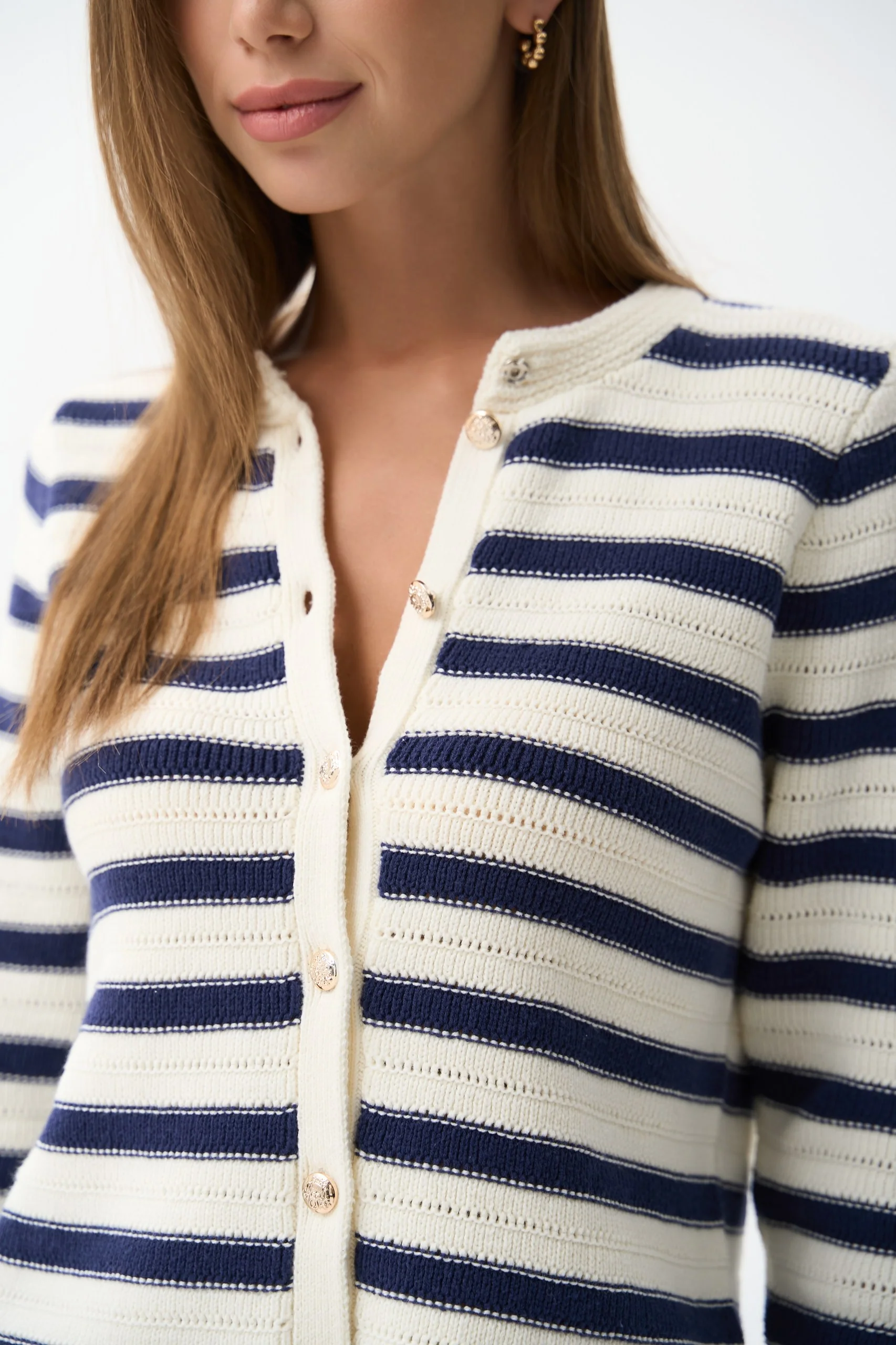 Blue Striped Knit Cardigan - Image 4