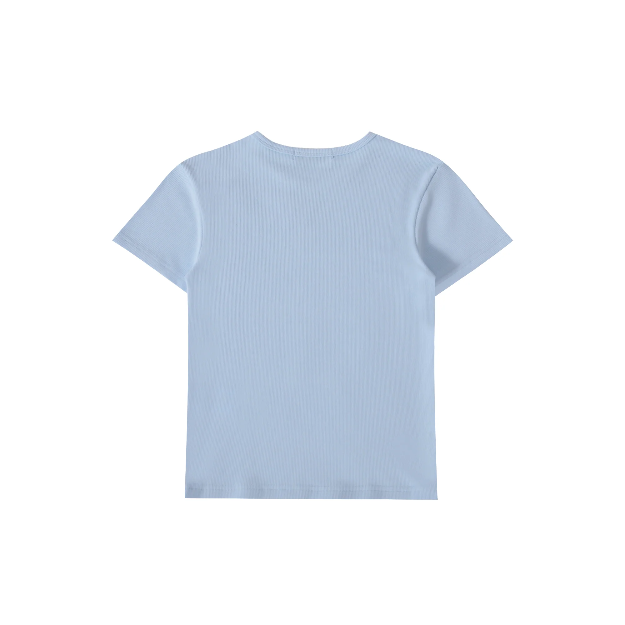 Blue Ribbed Crop T-shirt - Image 4