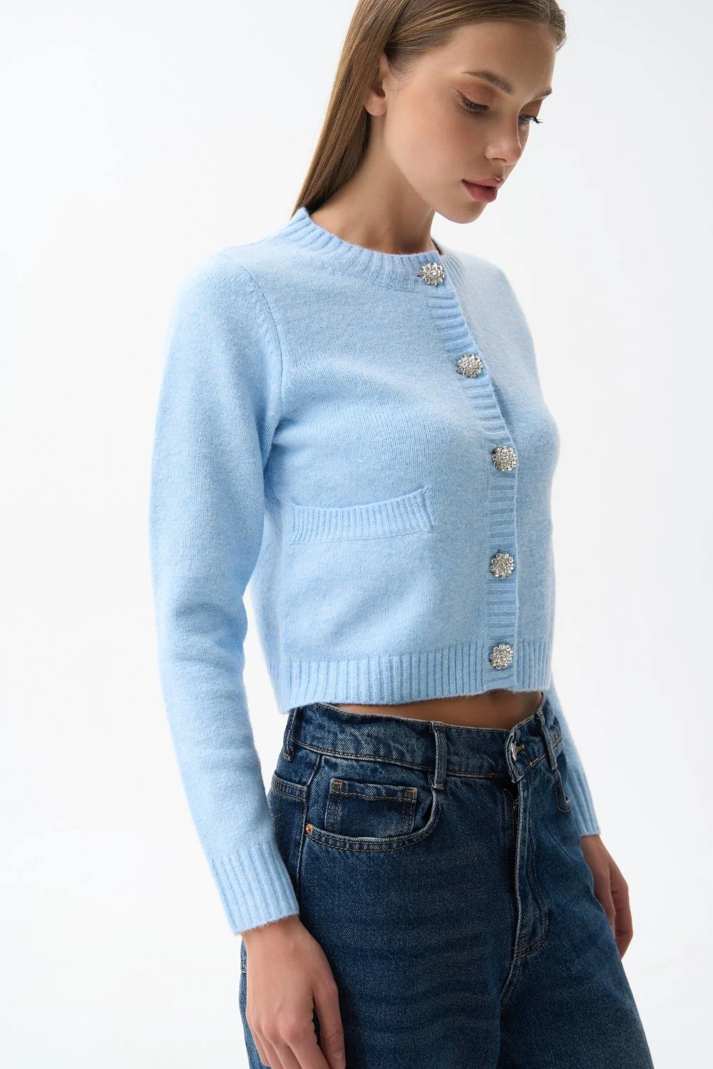 Blue Wool Knit Cardigan - Image 5