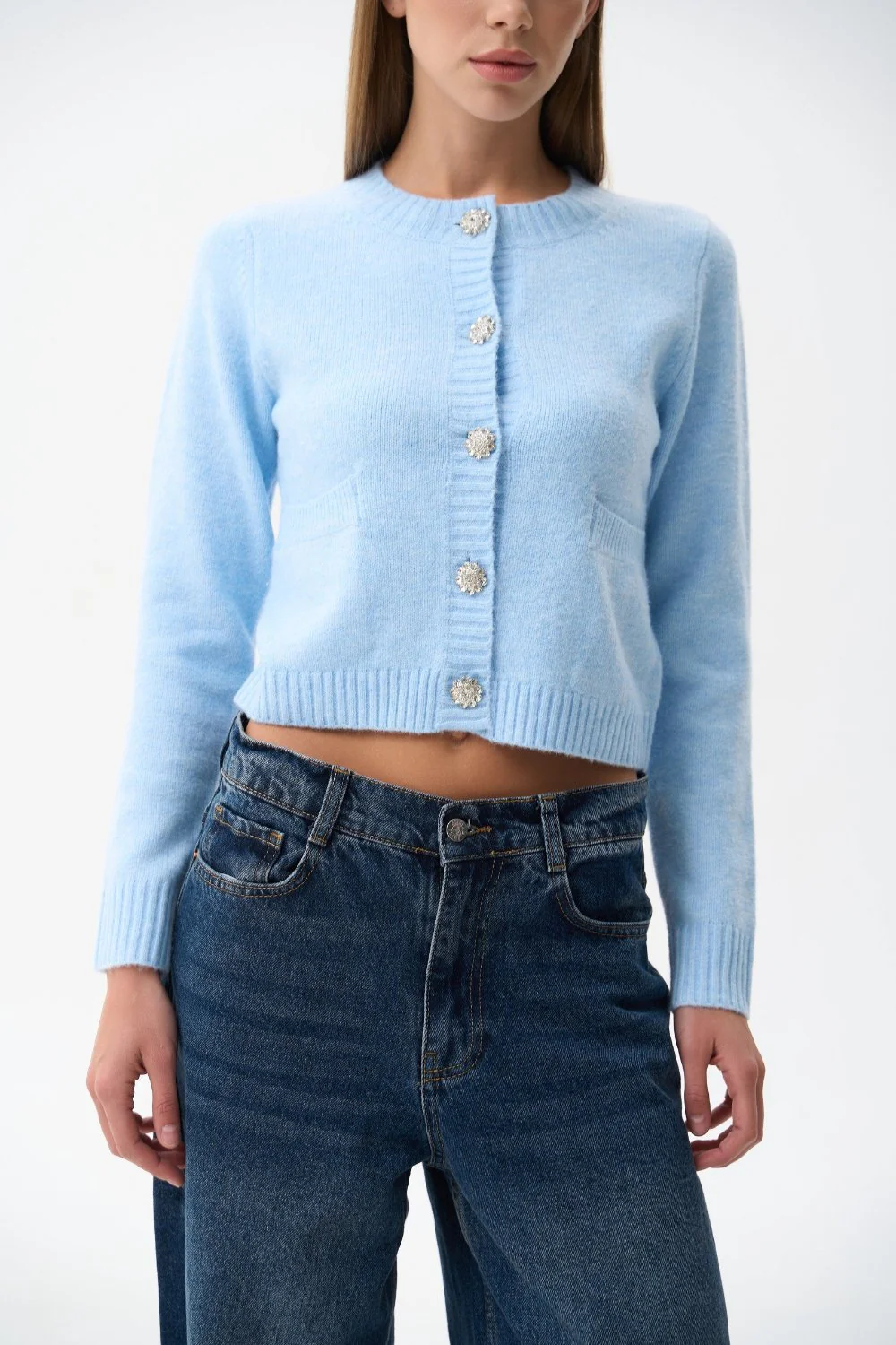 Blue Wool Knit Cardigan - Image 6