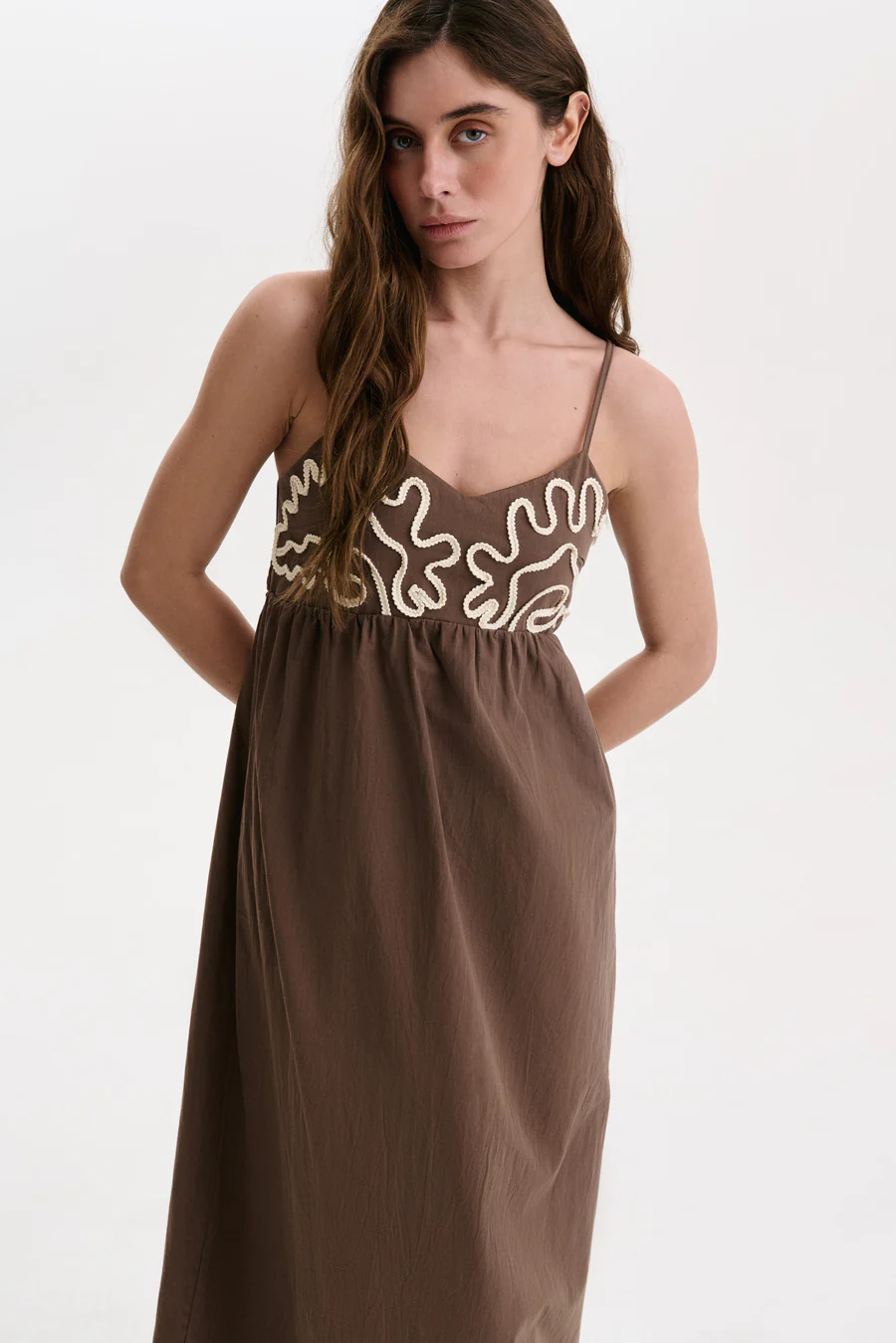 NEW Brown Decorative Patch Maxi Dress - Image 5