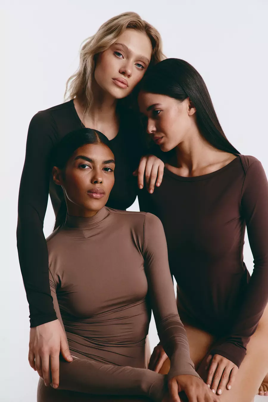 Brown High Neck Long Sleeve Top - Image 2
