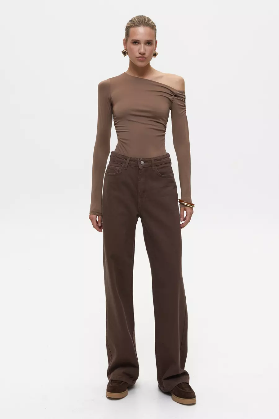 Brown Off Shoulder Bodysuit - Image 4