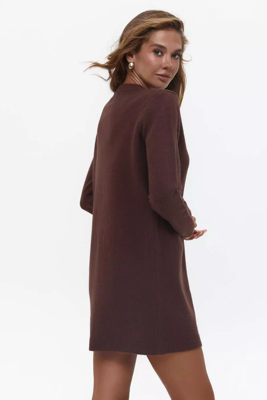 Brown Oversized Sweater Dress - Image 4