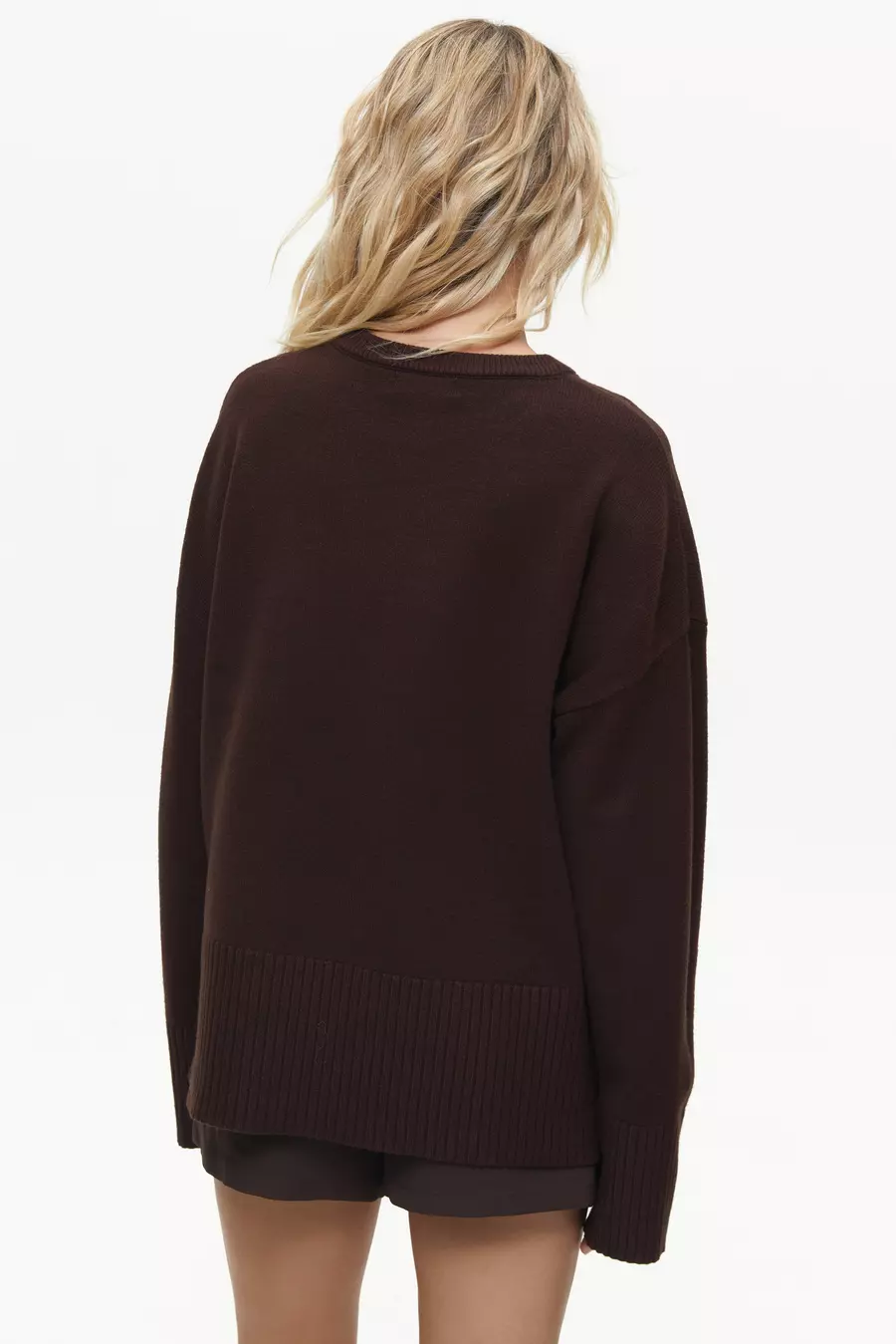 Brown Oversized Sweater with Slits - Image 5
