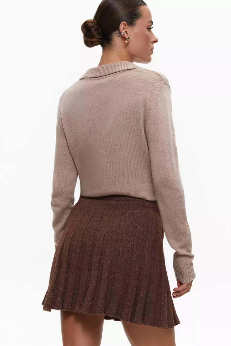 Brown Knit Pleated Skirt - Image 5
