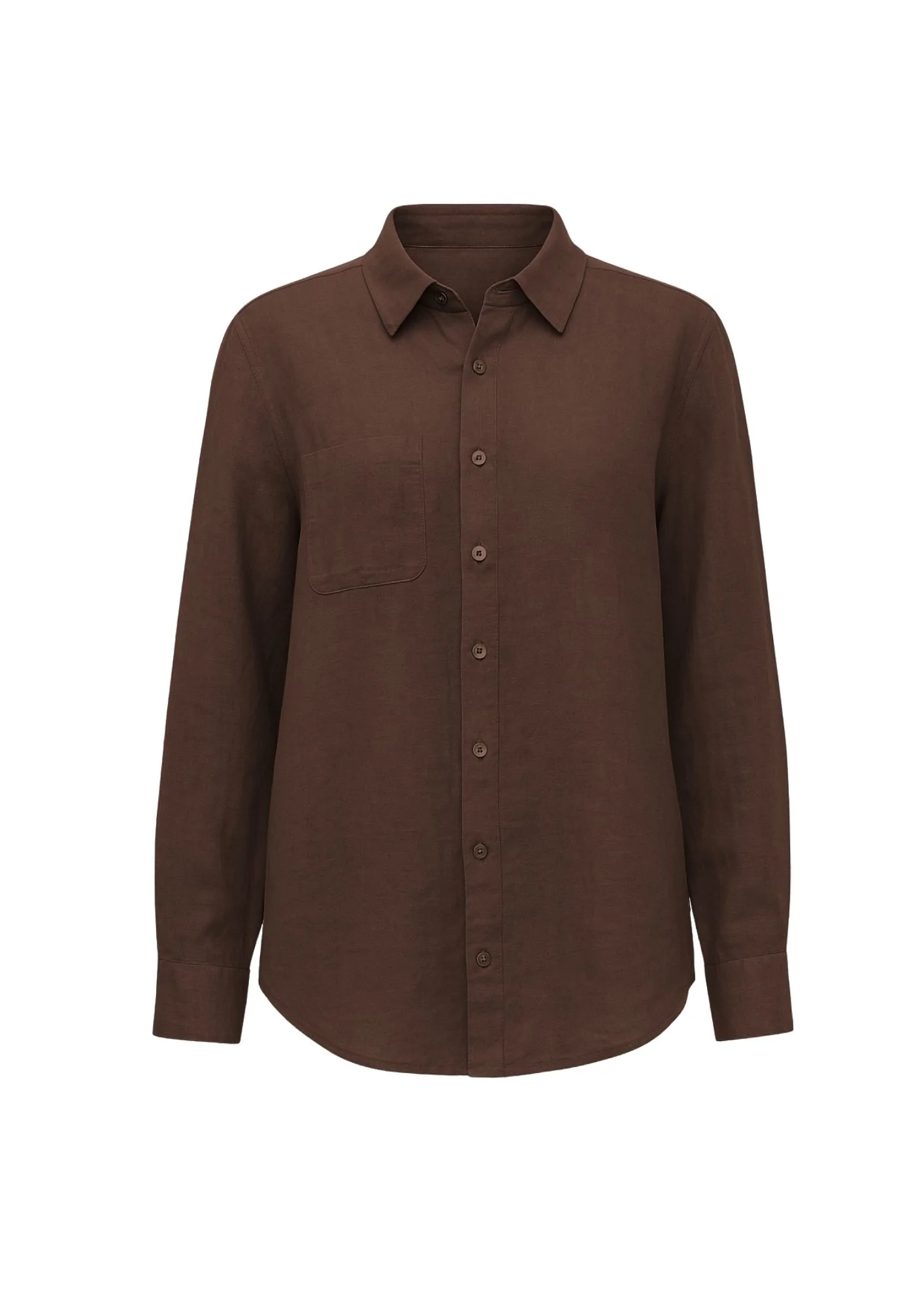 Cotton-linen blend shirt, Chocolate - Image 2