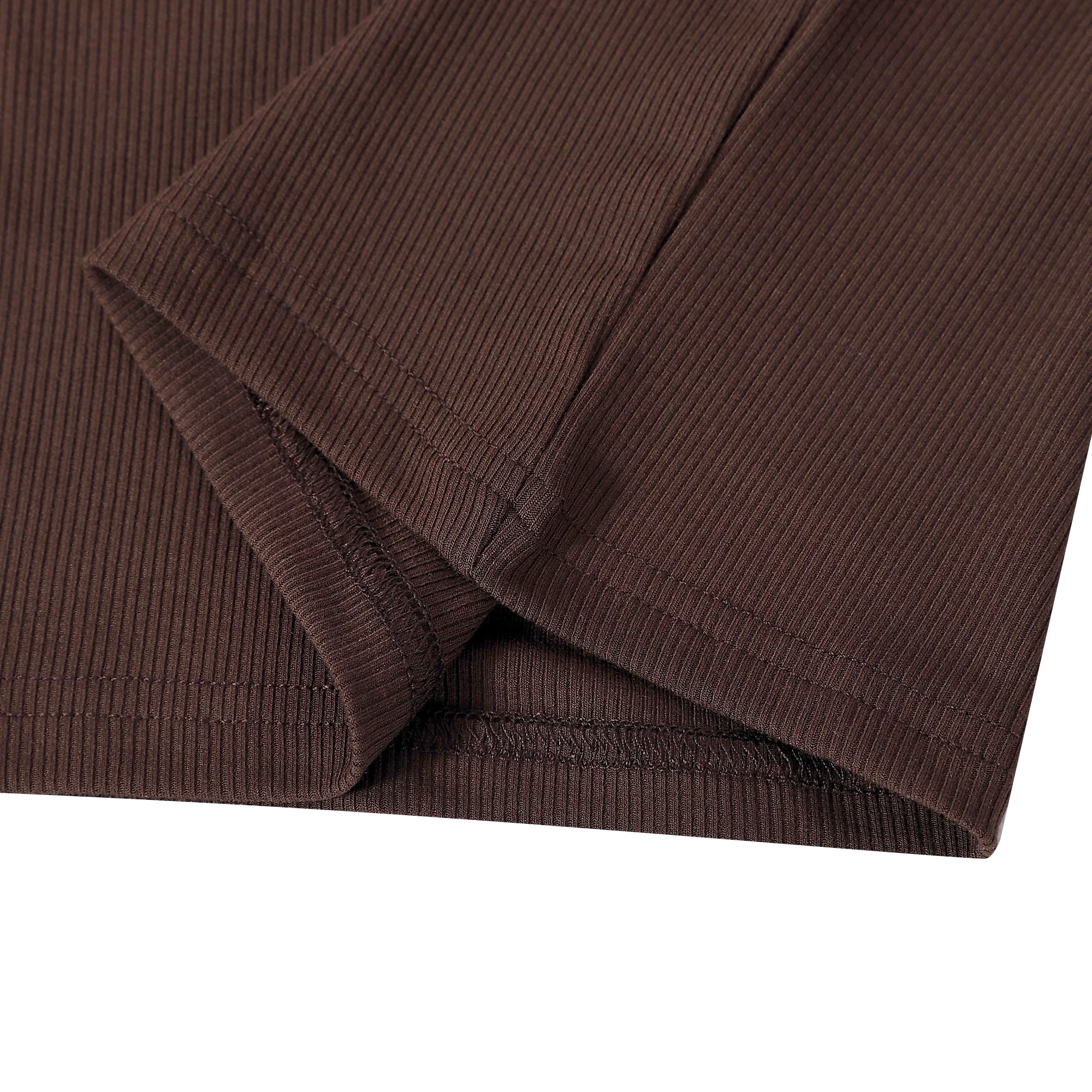 Brown Ribbed Crop T-shirt - Image 4