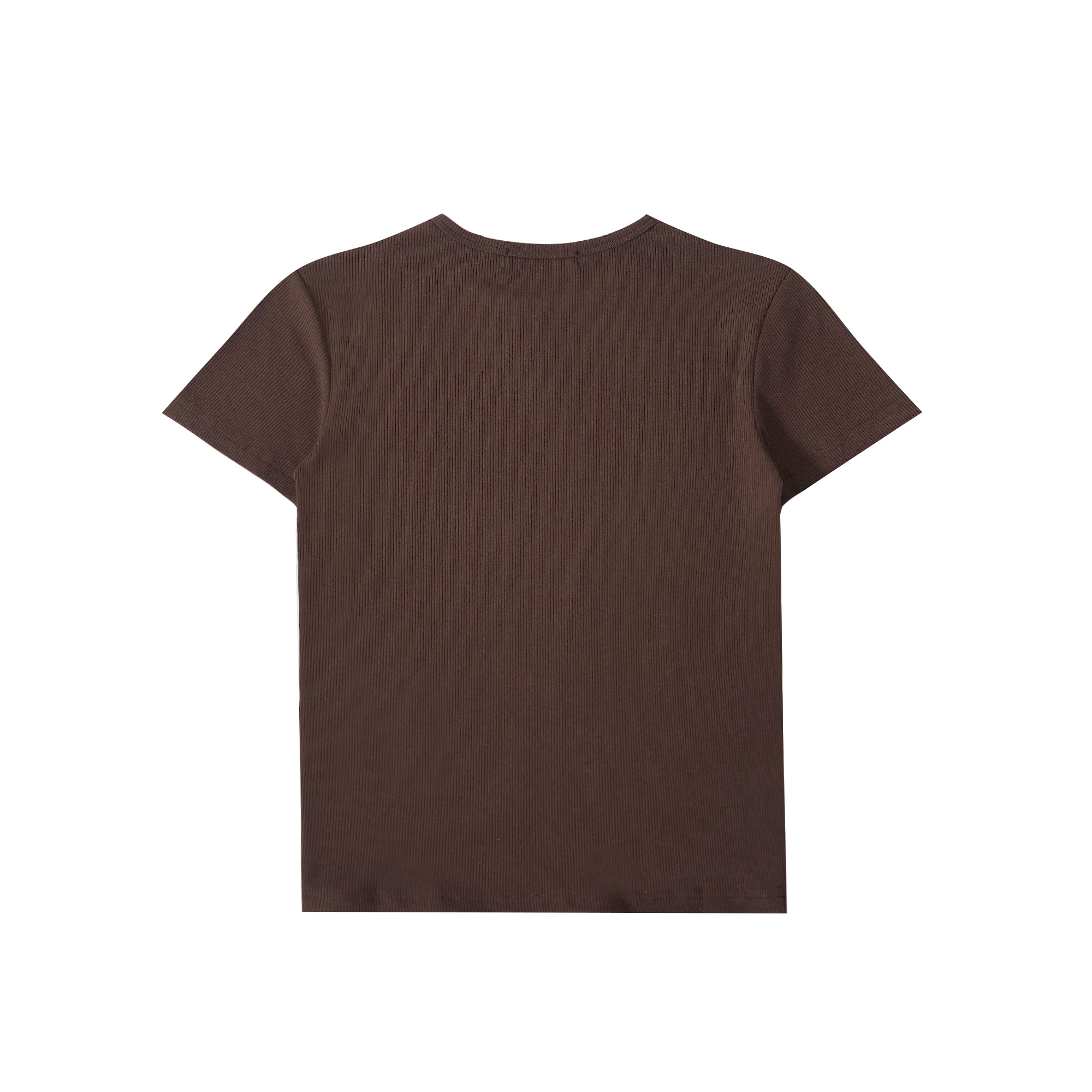 Brown Ribbed Crop T-shirt - Image 6
