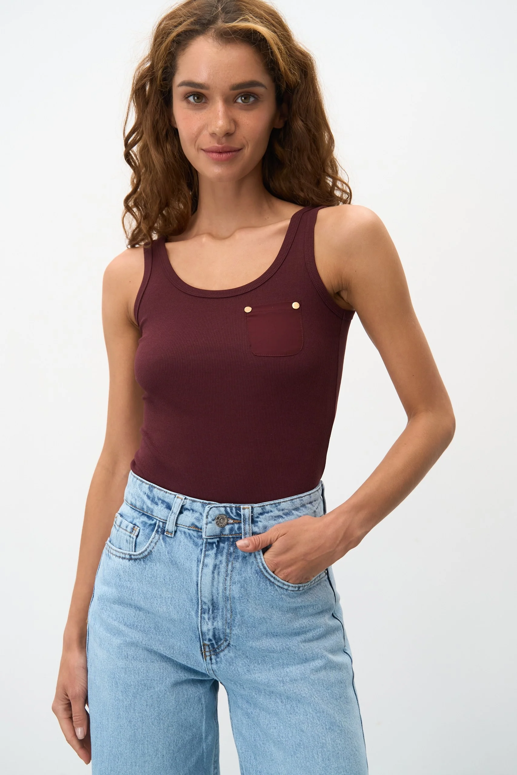 NEW Tank Top with a Brown Pocket